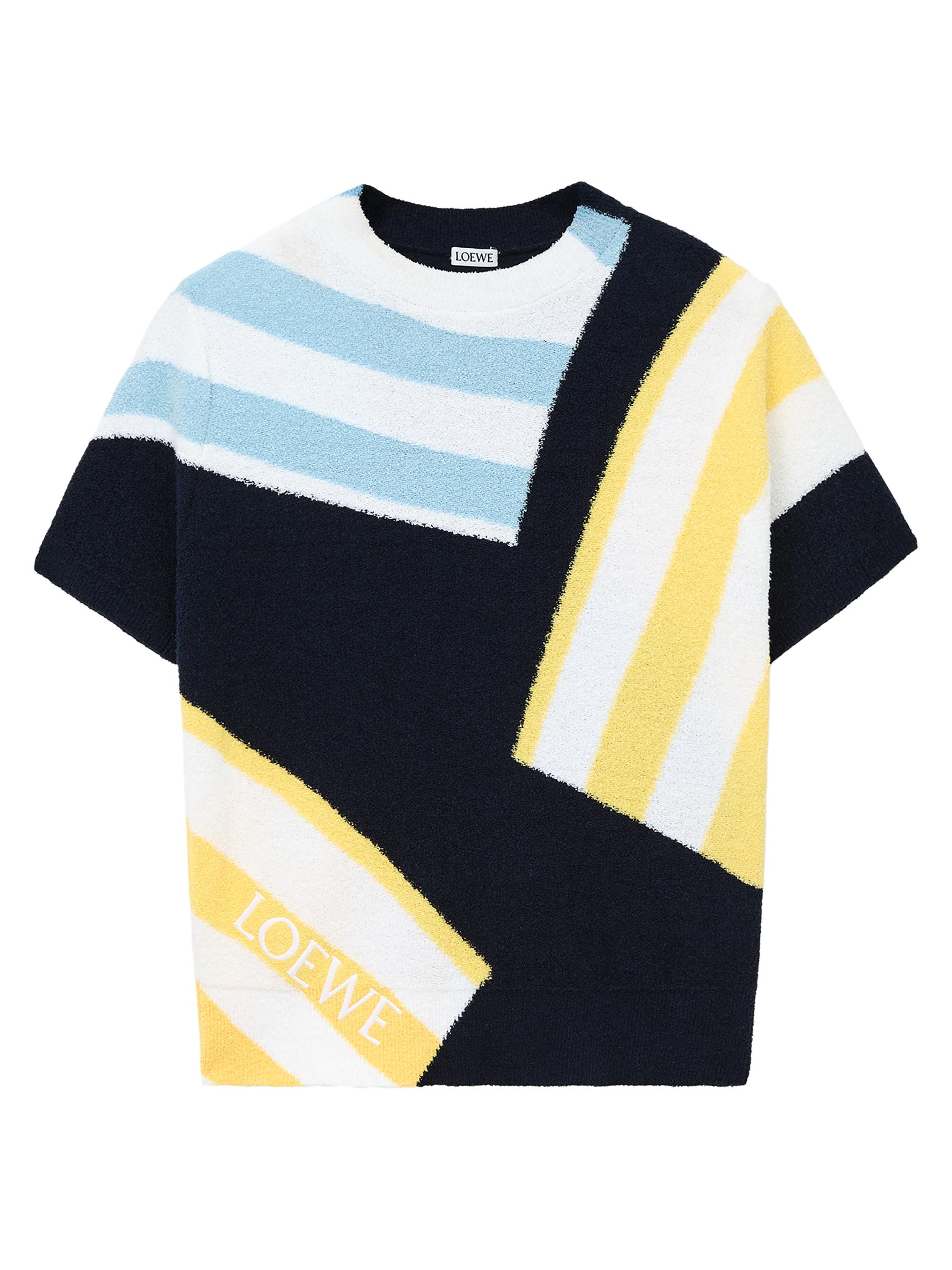 Colorblock Striped Short-Sleeve Sweater