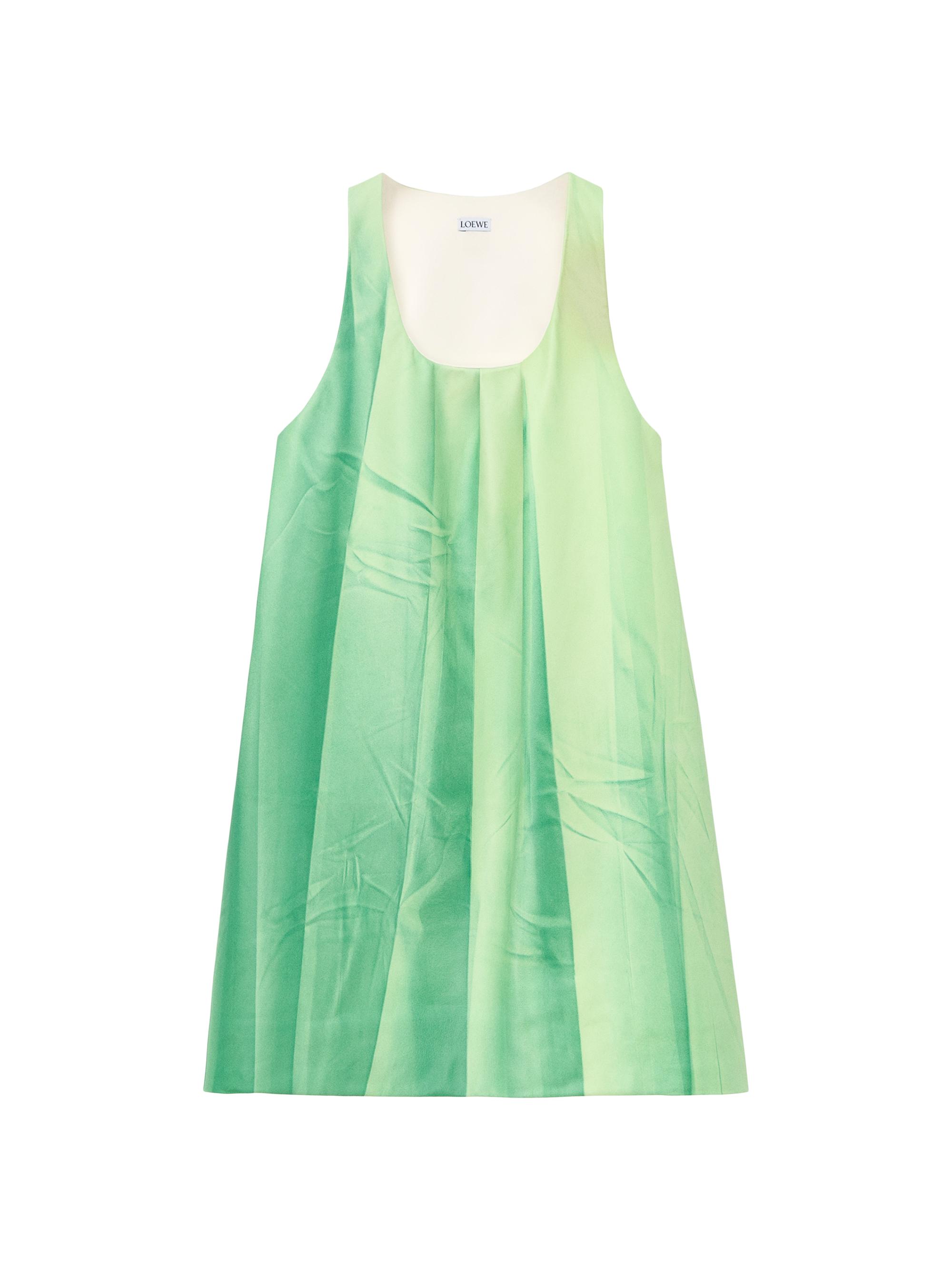 LOEWE Women's Pleated Leather Minidress - Green