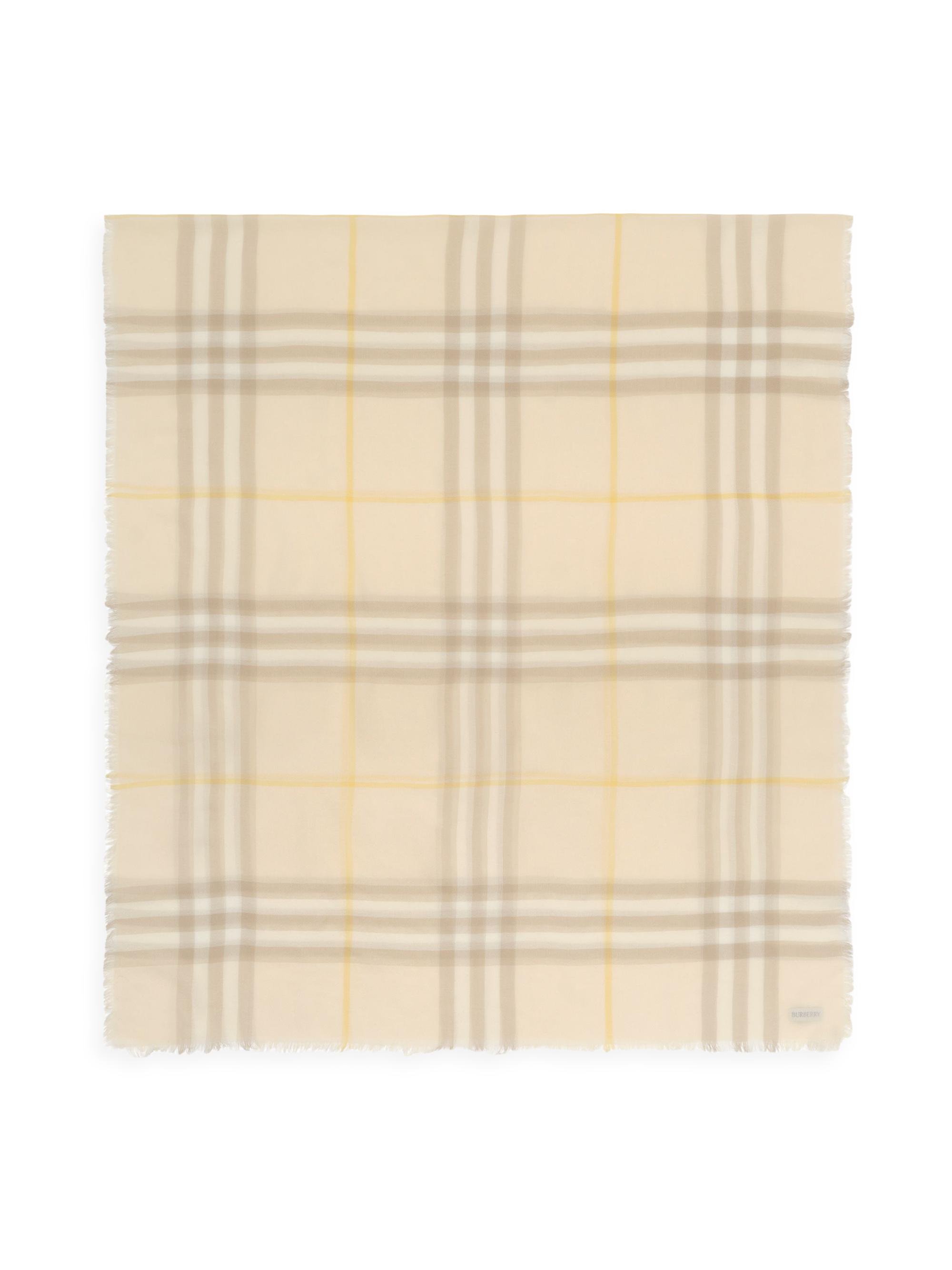 Burberry Women's Giant Checked Wool Scarf - Custard Beige