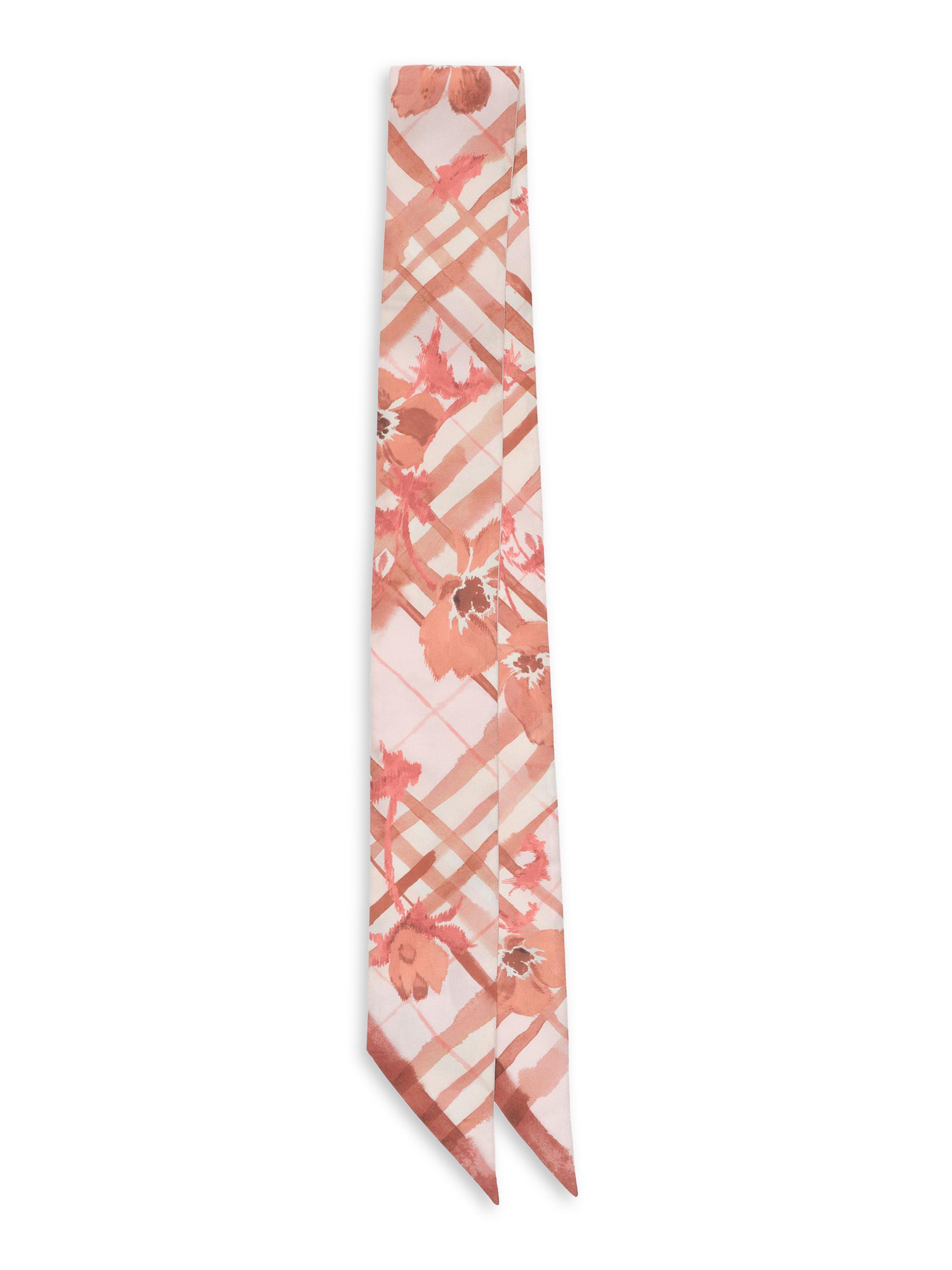 Burberry Women's Floral Checked Silk Skinny Scarf - Quartz Pink