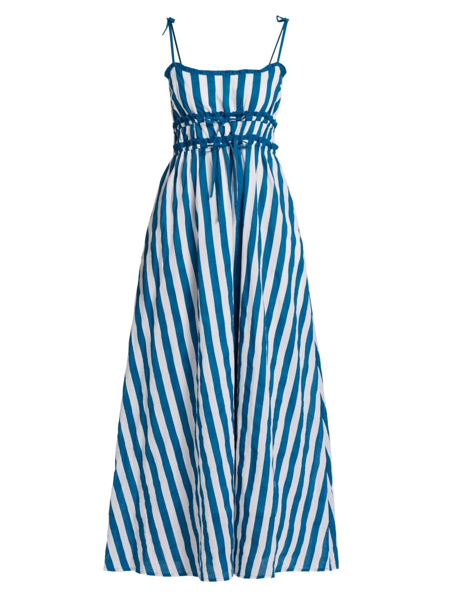 Beach Riot Women's Levie Striped Cotton Maxi Dress In Twilight Tides Stripes