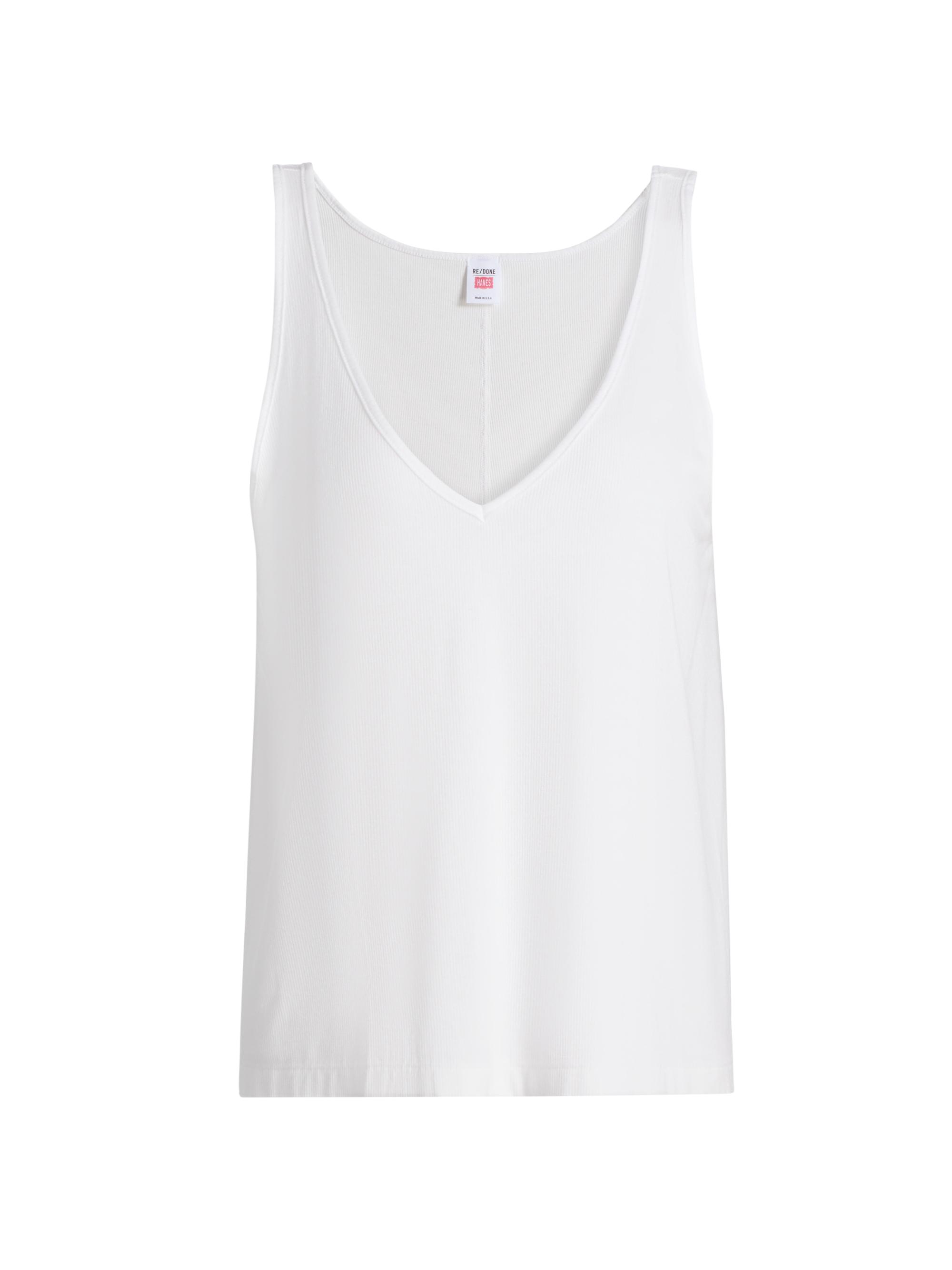 Re/done Women's Slim V-Neck Tank - Vintage White