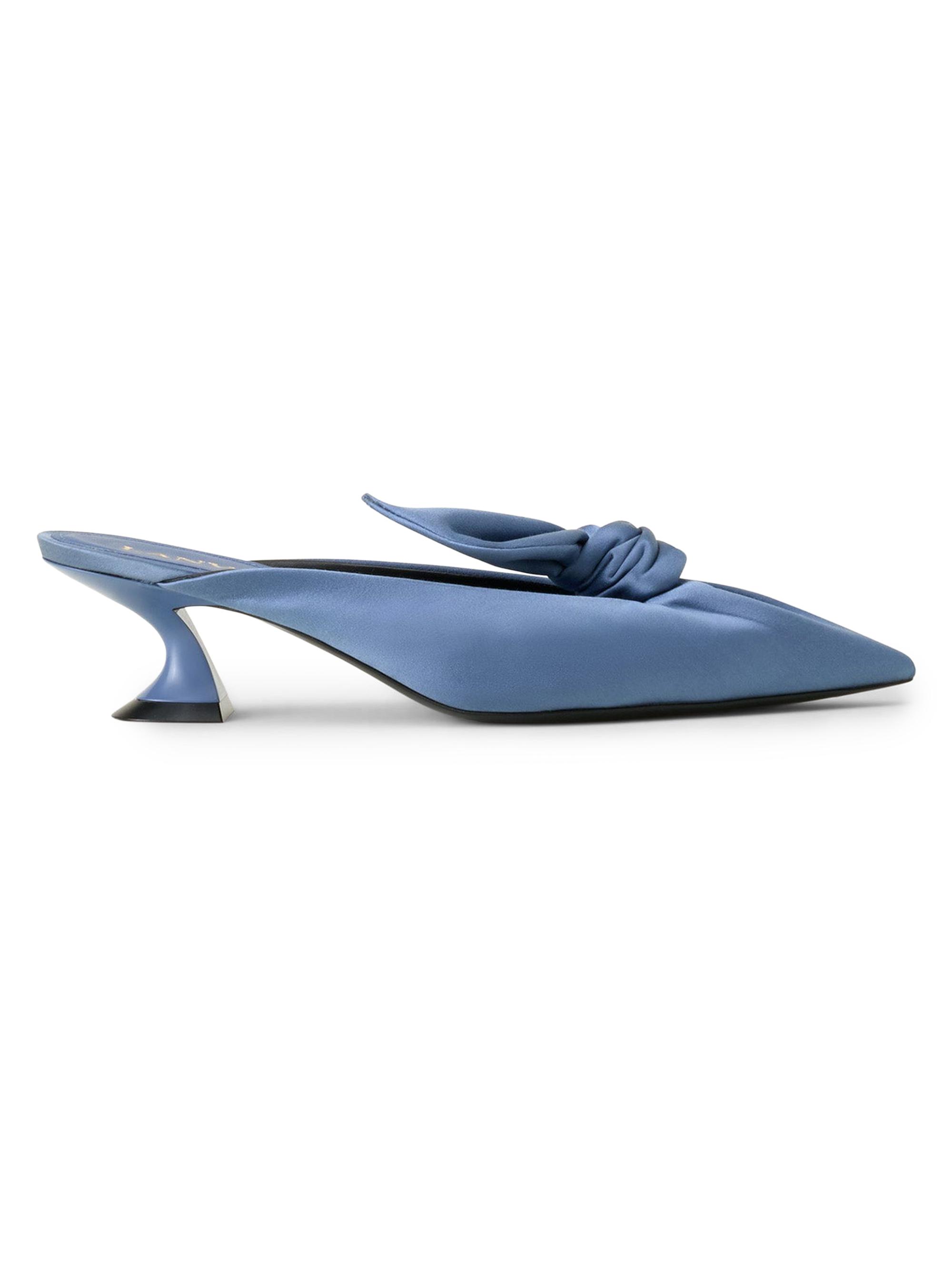 Lanvin Women's Midnight Step Heeled Mules with a Satin Bow -  Blue