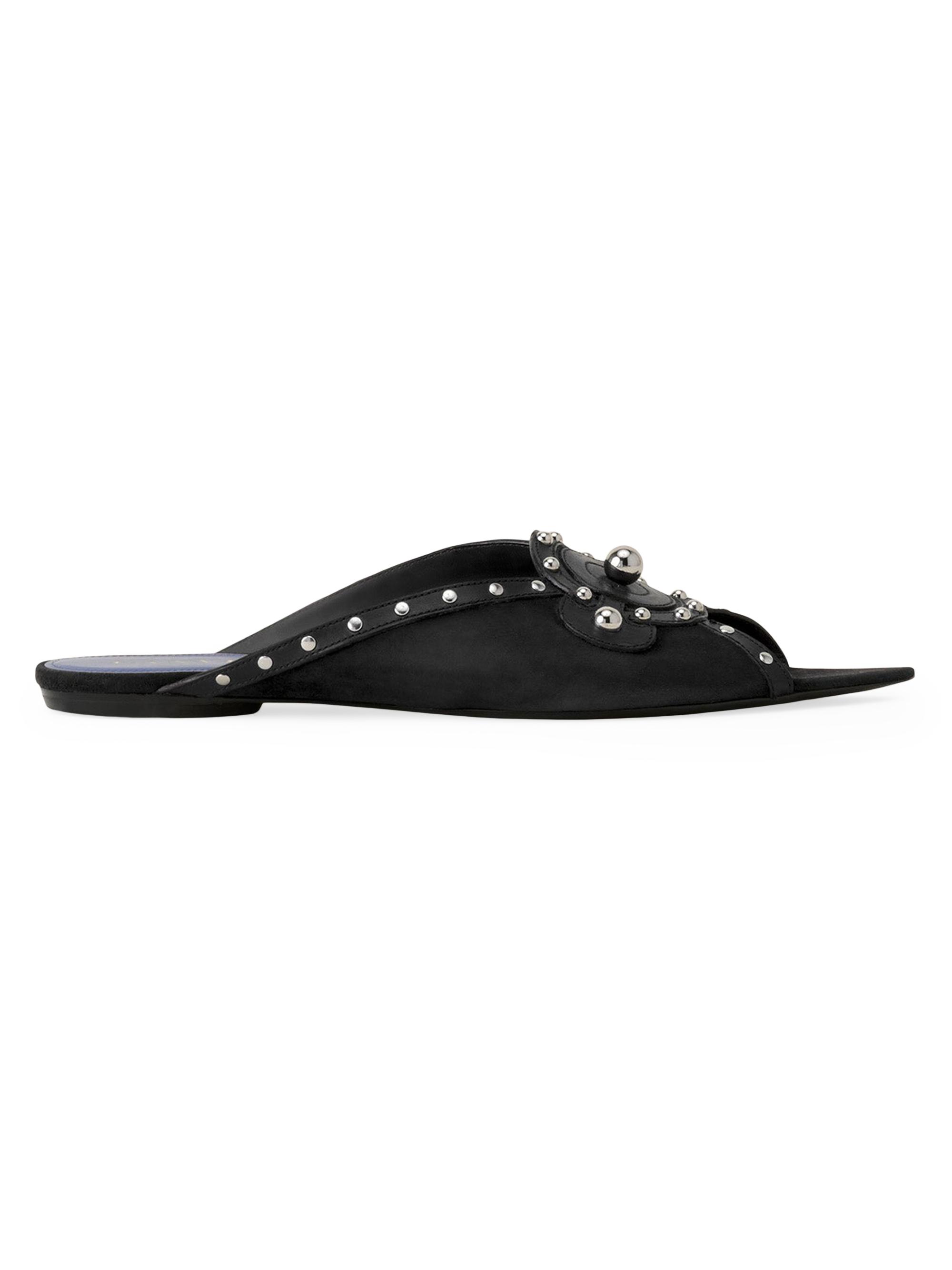 Lanvin Women's Pointed Flat Mules with Studs - Black