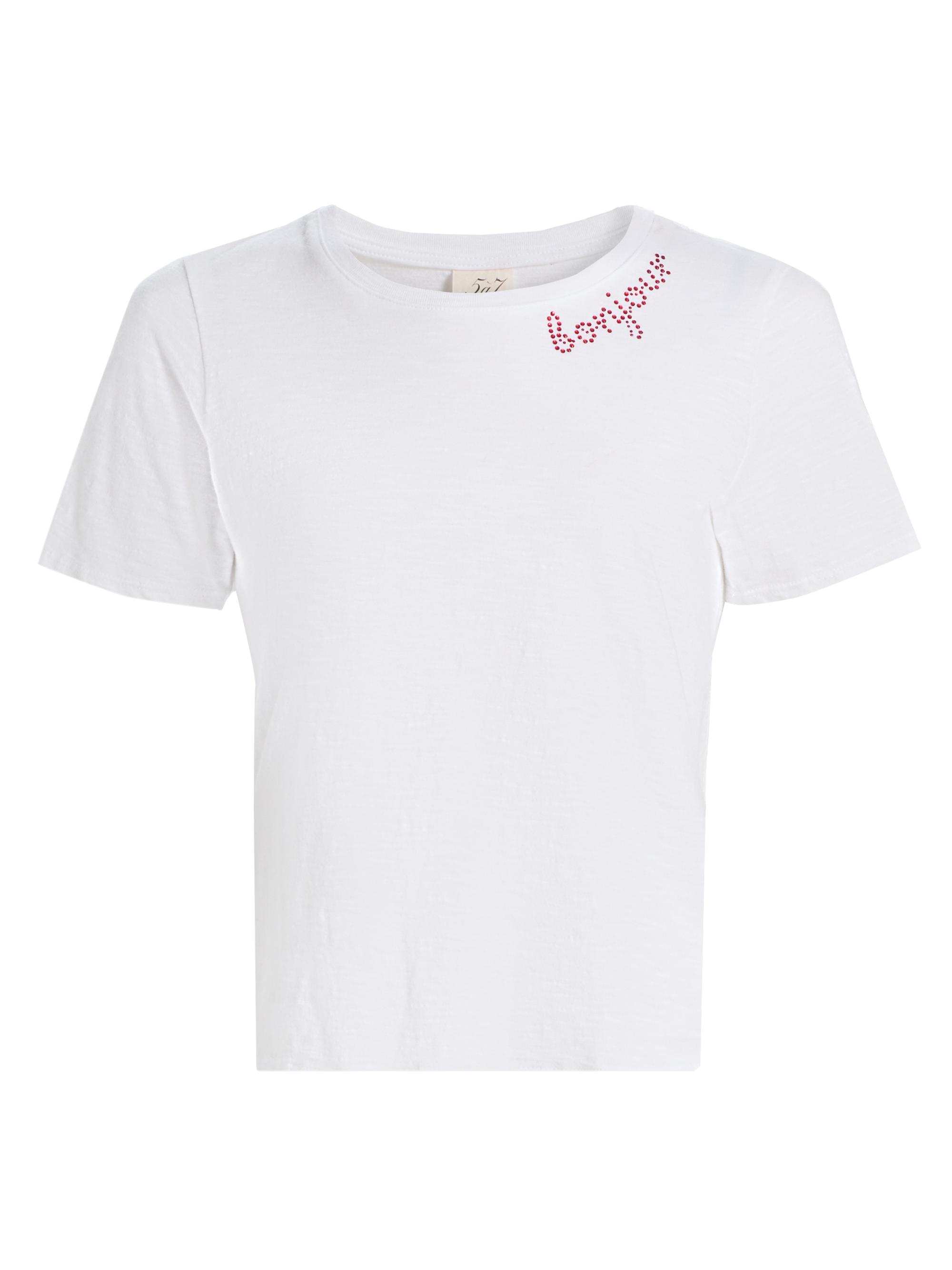 Cinq à Sept Rhinestone Border Shrunken T-Shirt | Saks Fifth Avenue