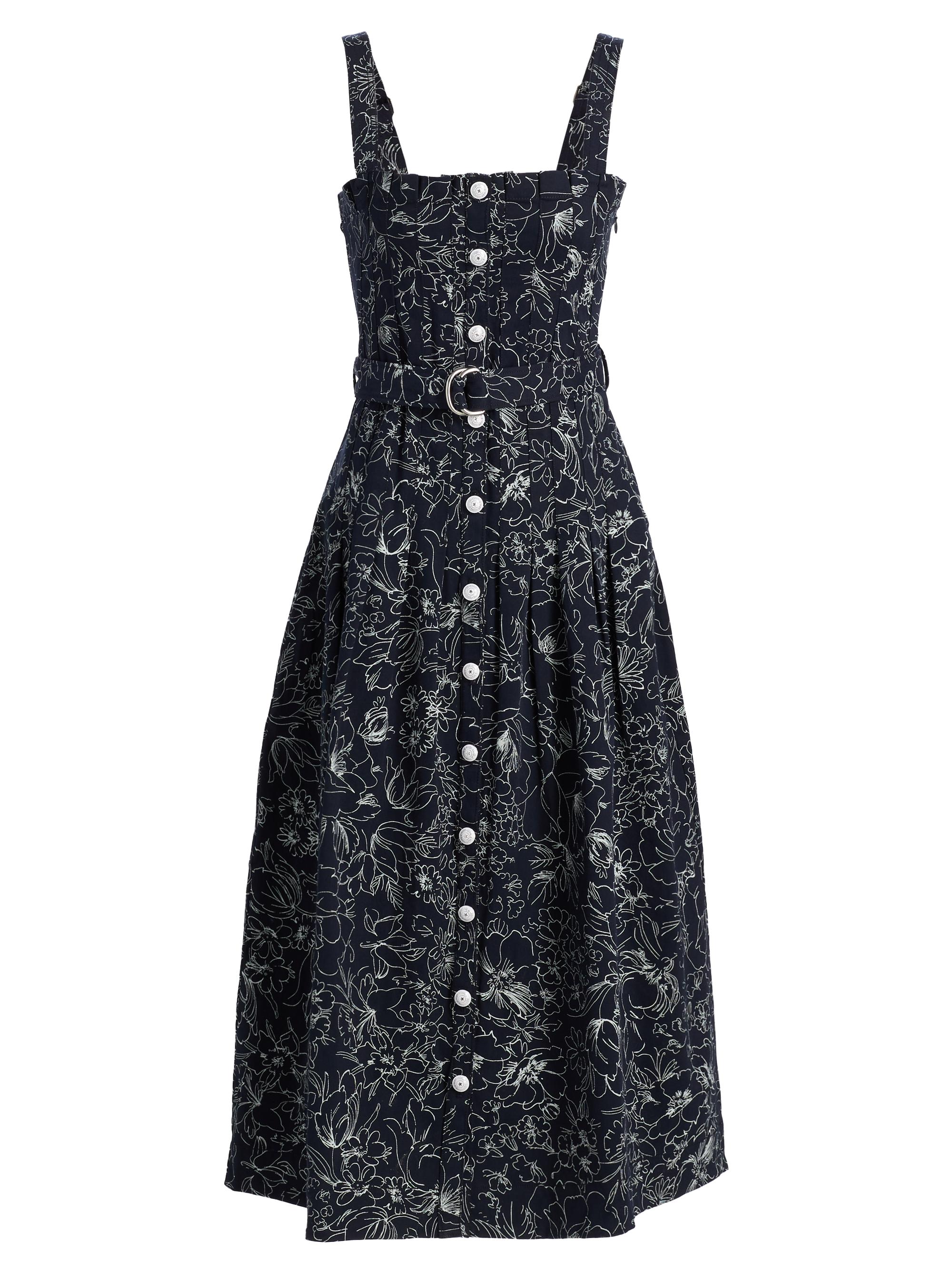 Cinq à Sept Women's Branwen Garden Doodle Denim Midi-Shirtdress - Navy White