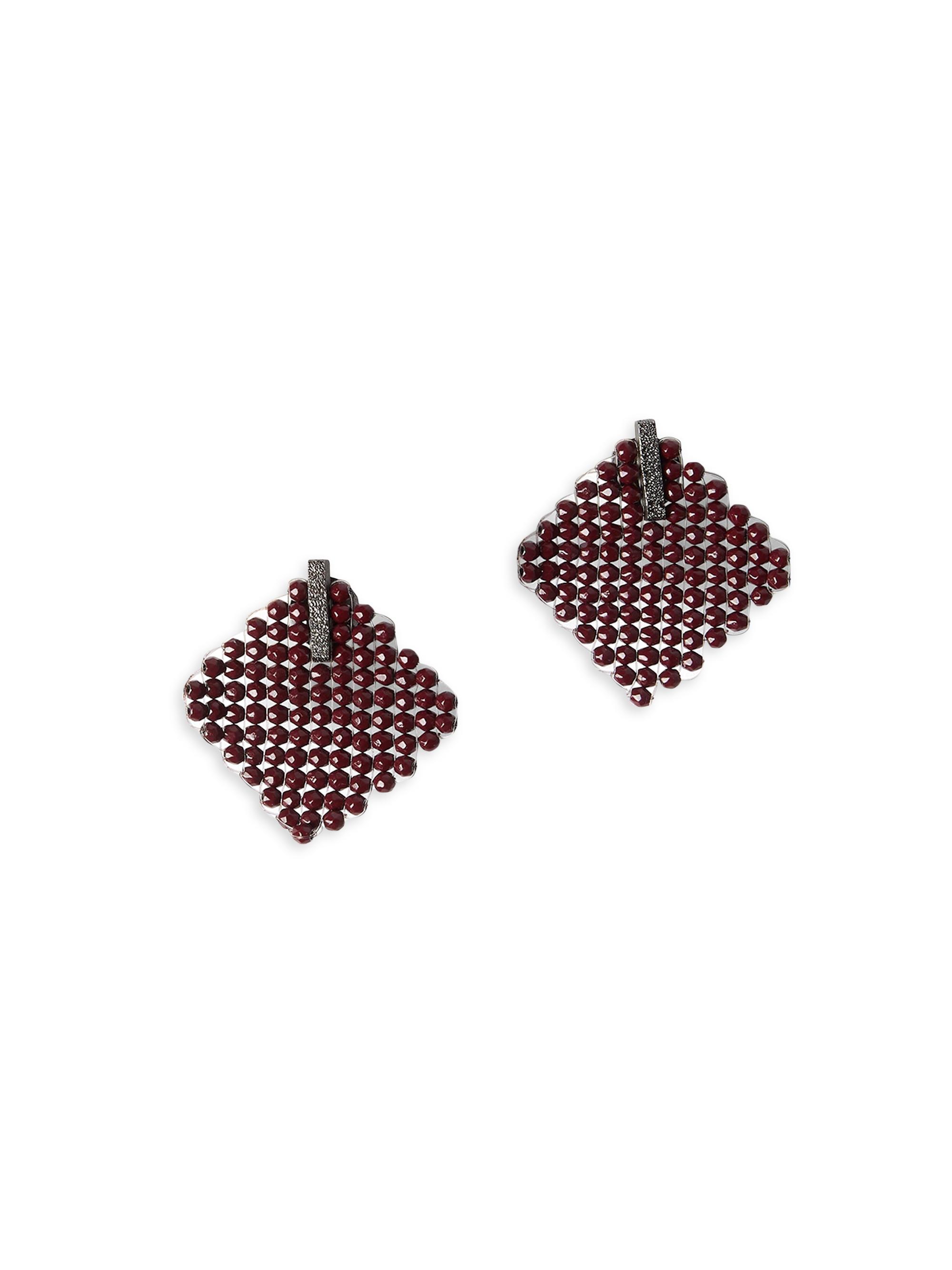 Brunello Cucinelli Women's Hematite and Sterling Silver Earrings - Red
