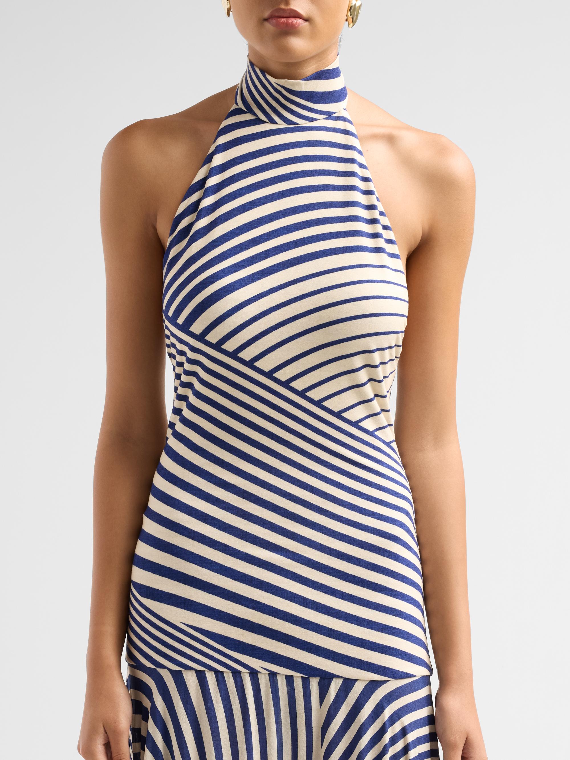 Silvia Tcherassi Leonore Multi-Striped Halter Maxi Dress | Saks