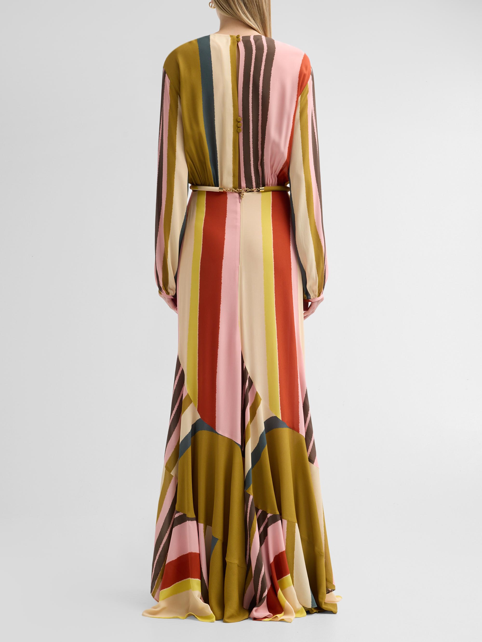 Silvia Tcherassi Women's Remy Plunging Striped Belted Maxi Dress - Vintage Stripes | Thumbnail 3