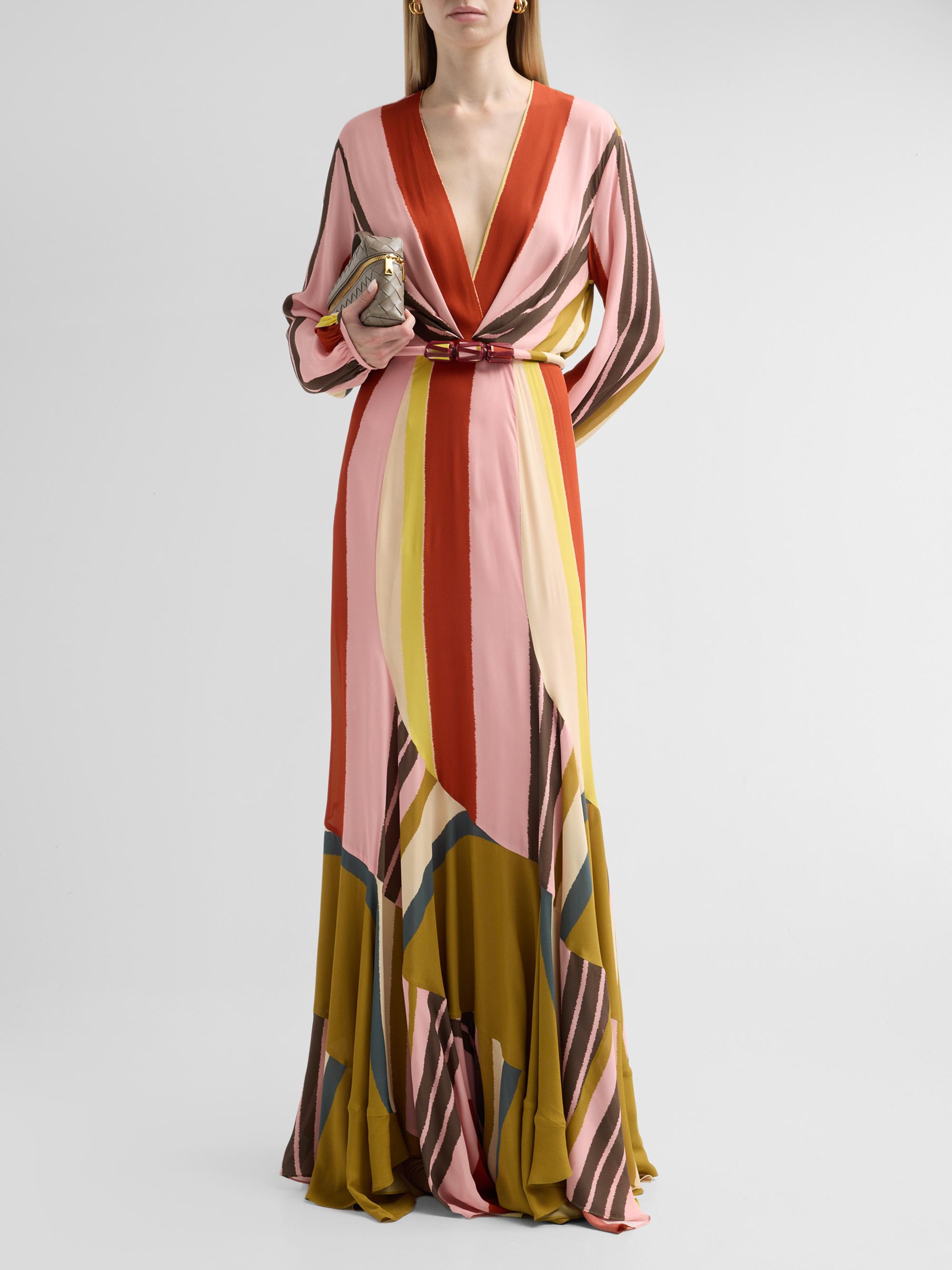 Silvia Tcherassi Women's Remy Plunging Striped Belted Maxi Dress - Vintage Stripes | Thumbnail 2