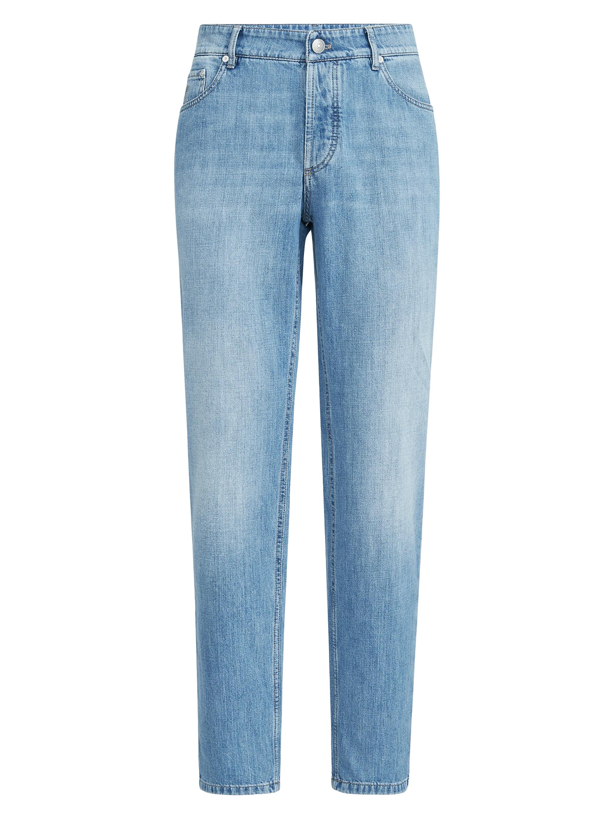 Brunello Cucinelli Men's Lightweight Denim Traditional Fit Five Pocket Jeans - Light Denim