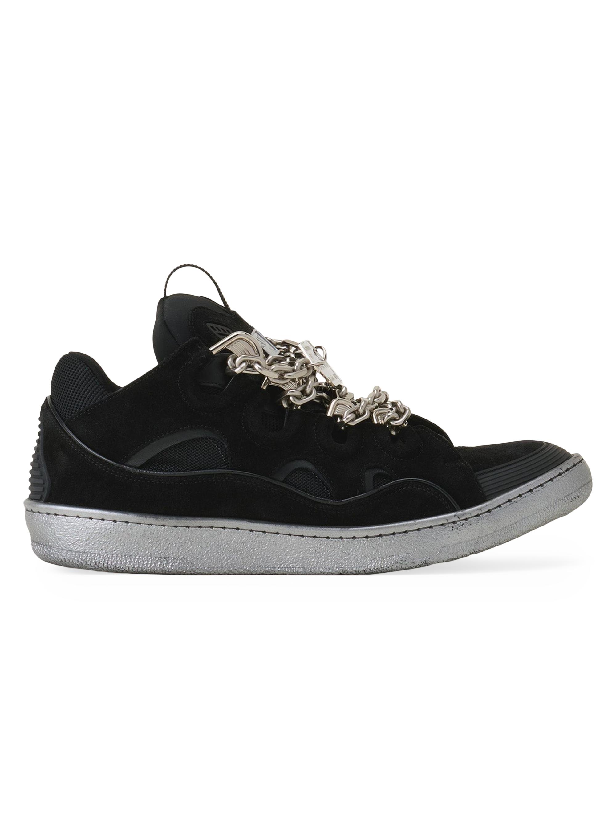 Lanvin Men's Curb Id Chaîne Suede Sneakers - Black Silver
