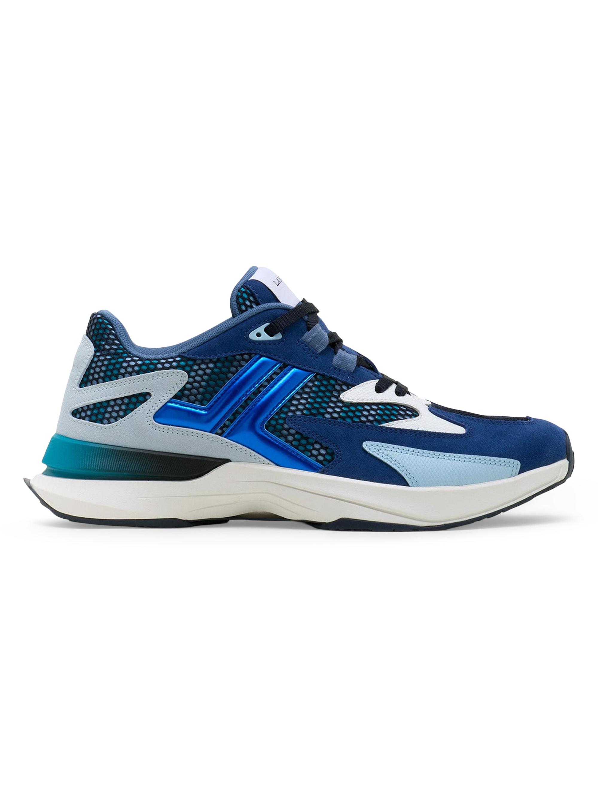 Lanvin Men's Jla Sneakers in Mesh and Metallic Leather - Dark Blue Light Blue