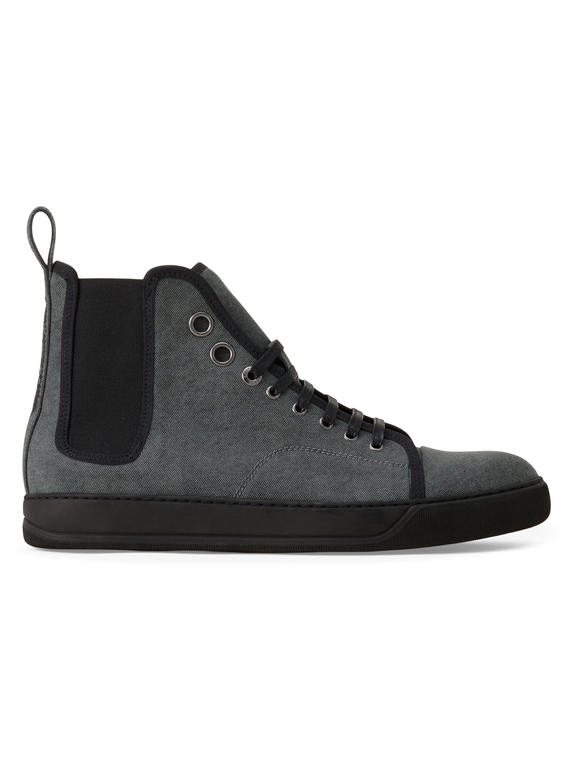 Lanvin Men's Dbb1 High Top Canvas Sneakers - Black Anthracite