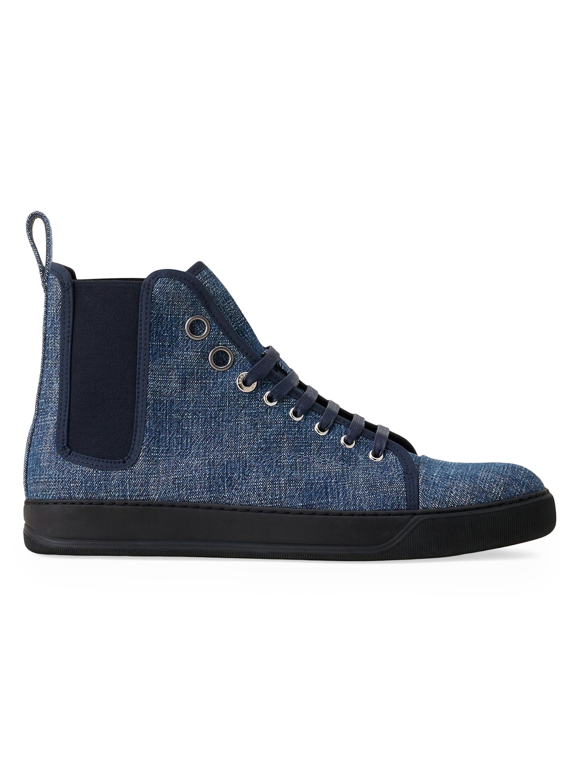 Lanvin Men's Dbb1 High Top Denim Sneakers - Denim Blue