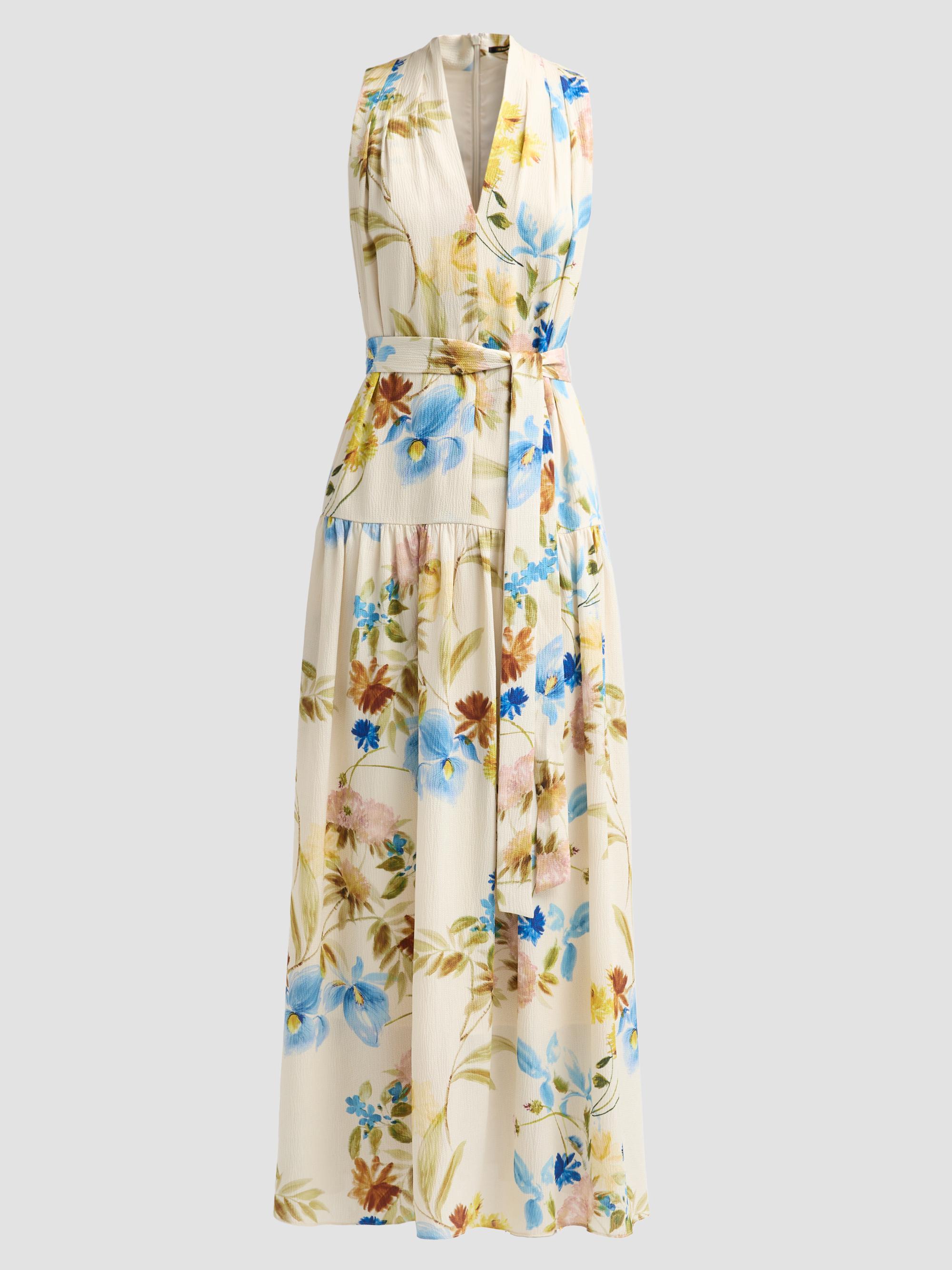Kobi Halperin Women's Violet Floral Hammered Satin Maxi Dress - Ecru Multi