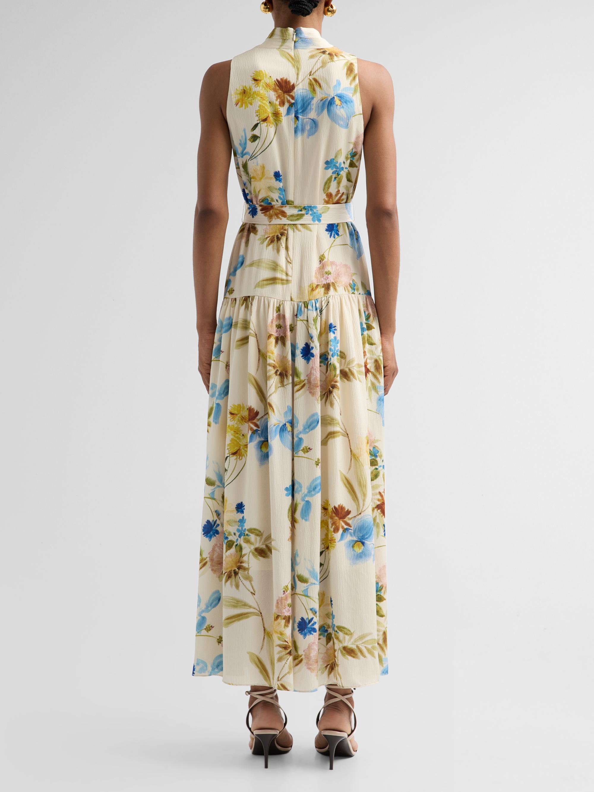 Kobi Halperin Women's Violet Floral Hammered Satin Maxi Dress - Ecru Multi | Thumbnail 3
