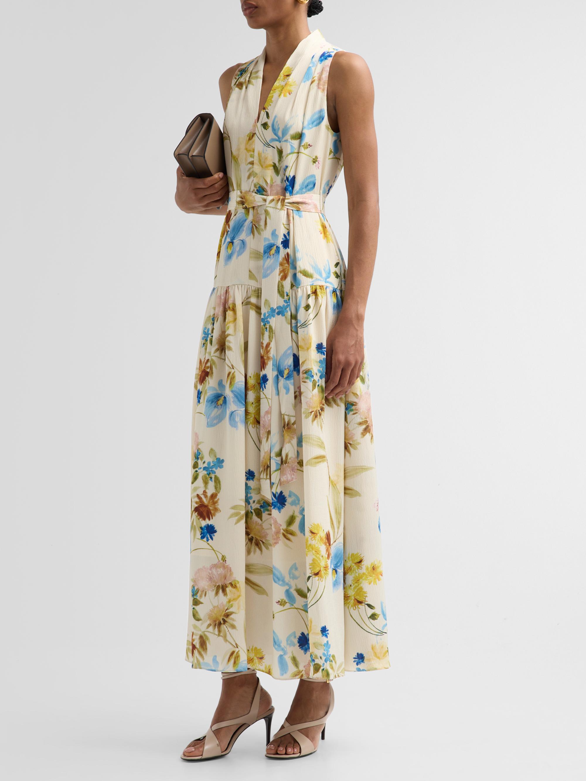 Kobi Halperin Women's Violet Floral Hammered Satin Maxi Dress - Ecru Multi | Thumbnail 4