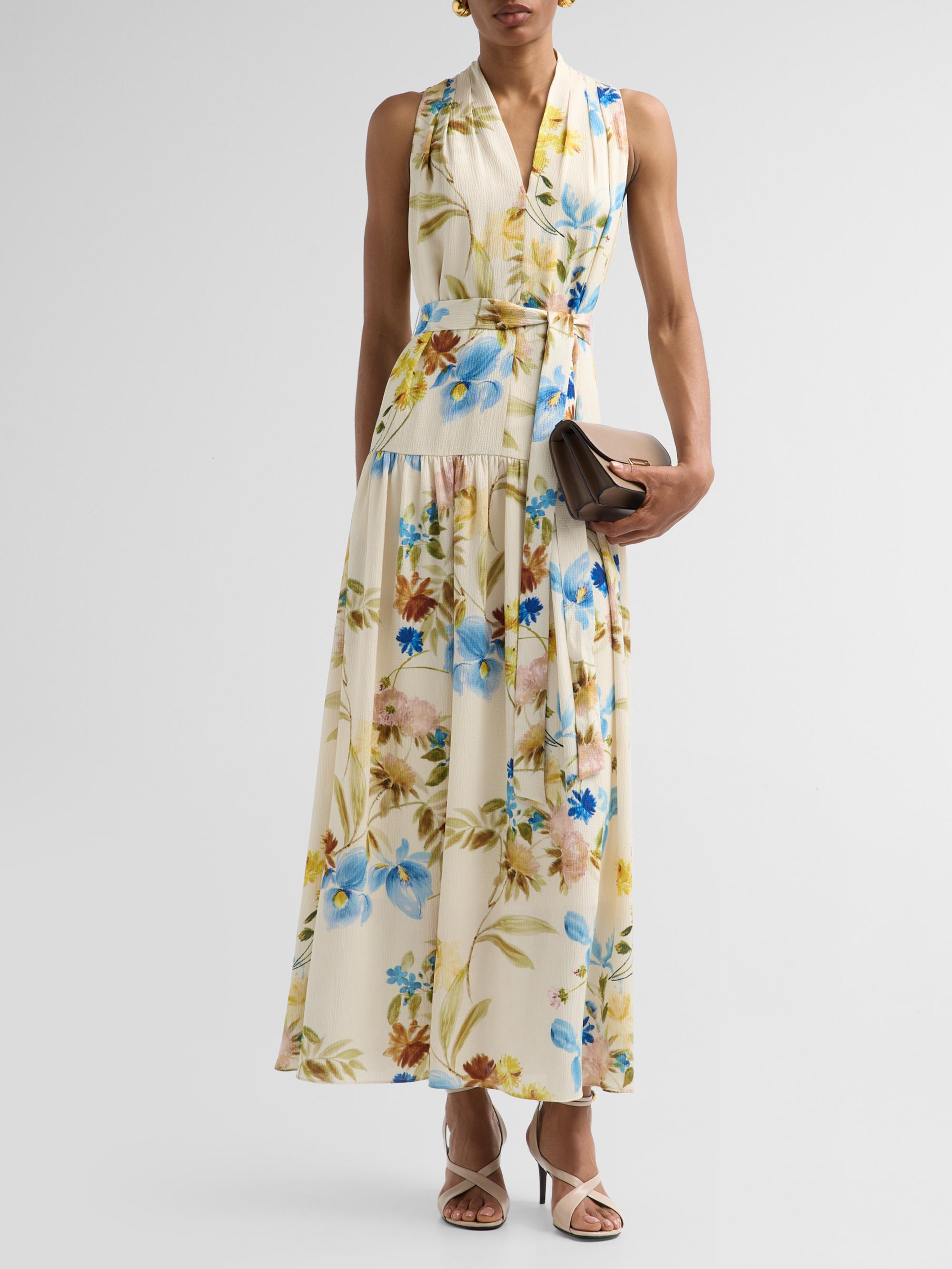 Kobi Halperin Women's Violet Floral Hammered Satin Maxi Dress - Ecru Multi | Thumbnail 2
