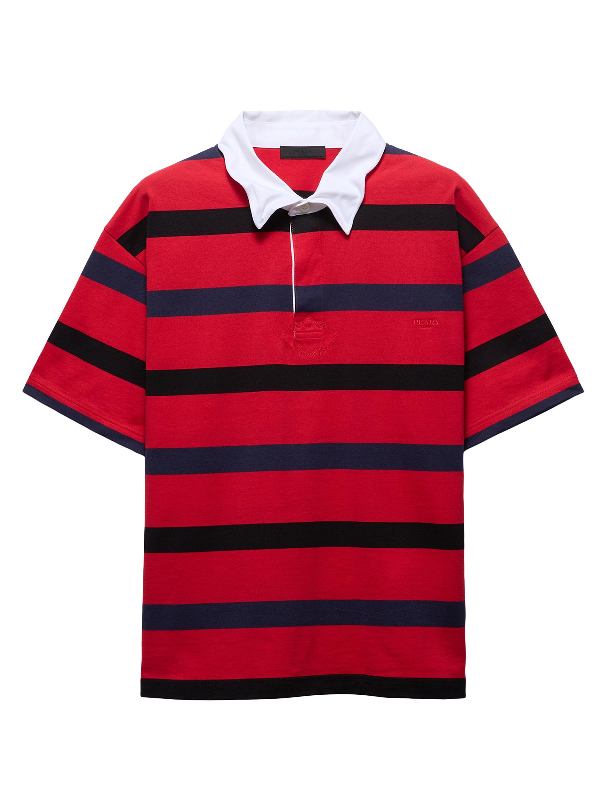 Prada Men's Short-Sleeved Cotton Polo Shirt - Red