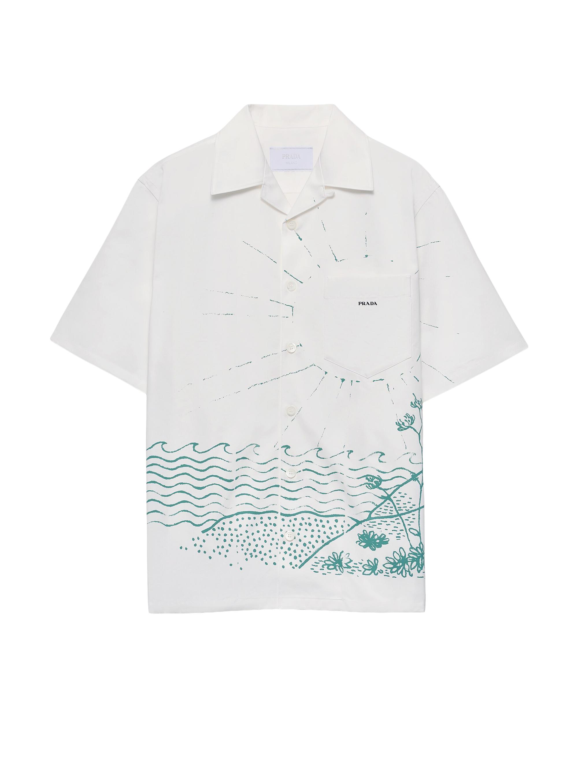 Prada Men's Cotton Bowling Shirt - Green