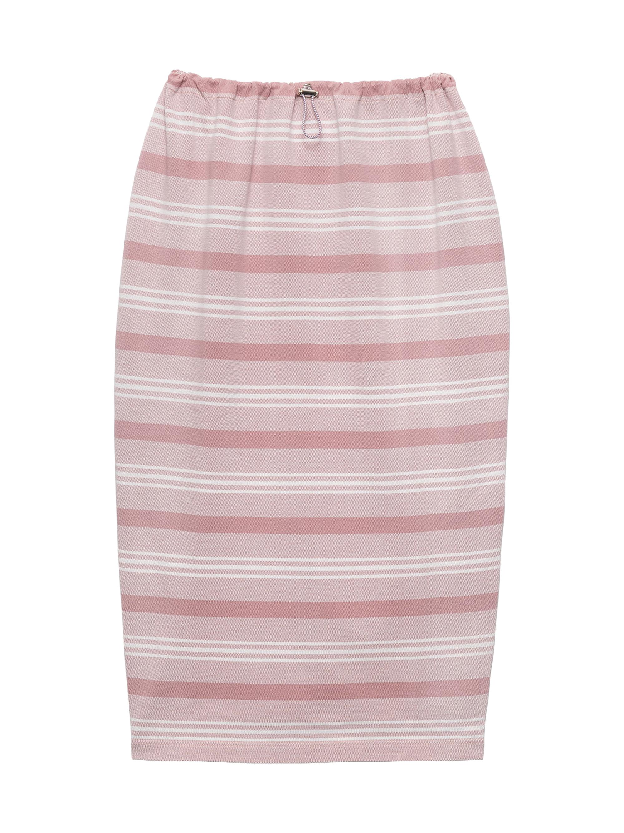 Prada Women's Bayadere Print Pique Skirt - Pink