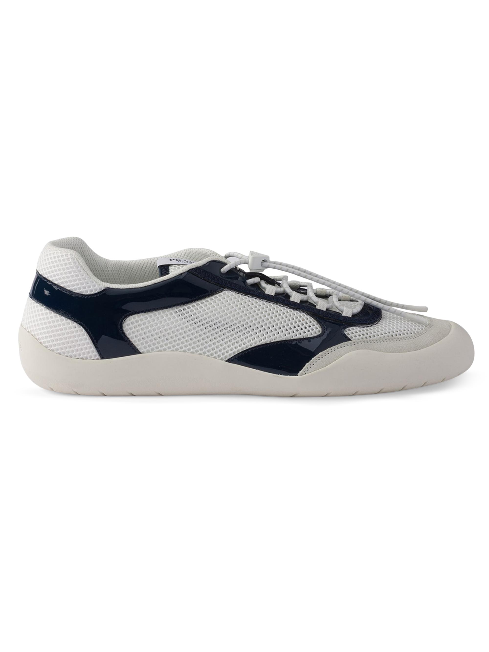 Prada Men's Speedrock Patent Leather and Mesh Fabric Sneakers - Blue