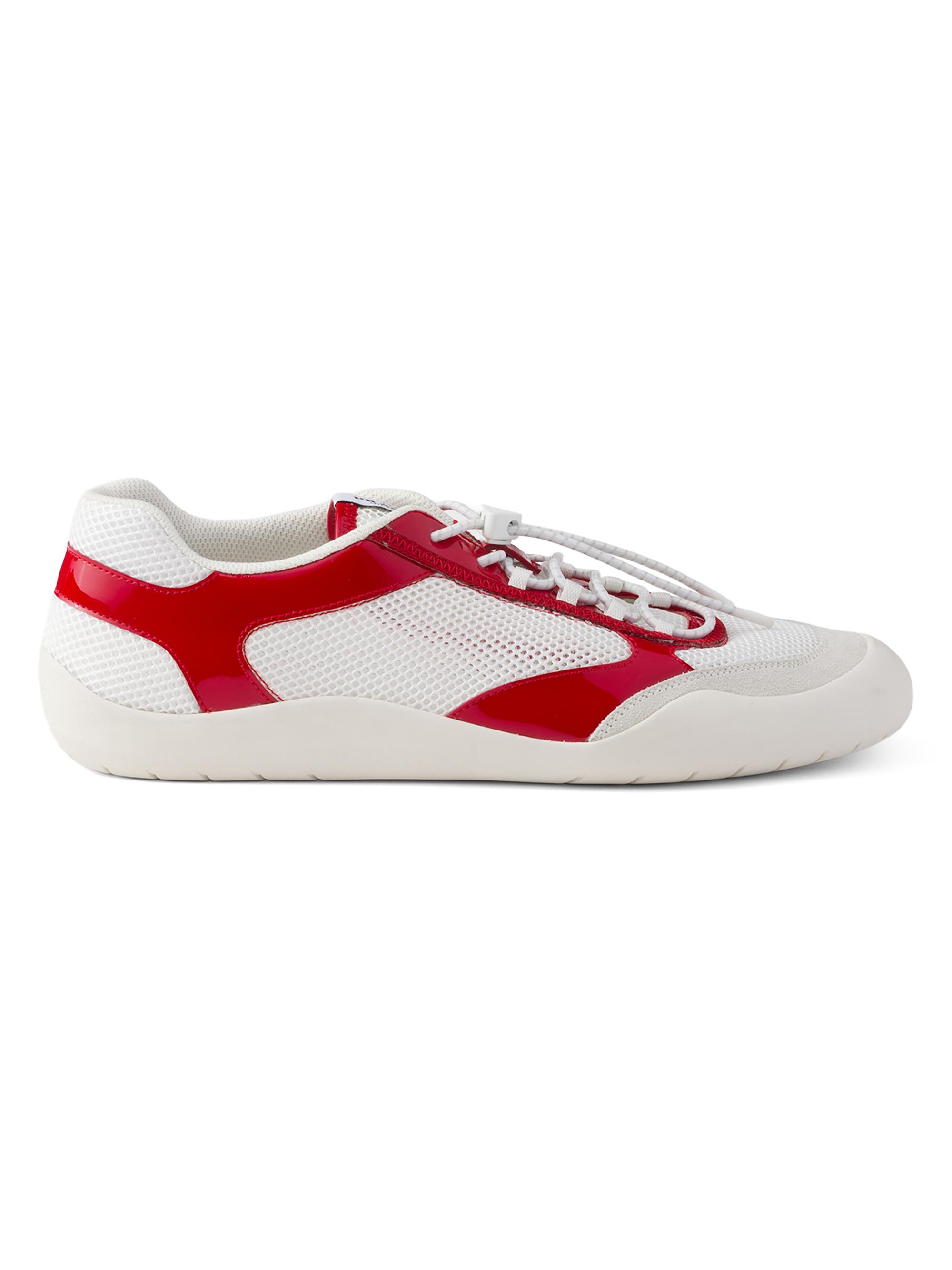 Prada Men's Speedrock Patent Leather and Mesh Fabric Sneakers - Red