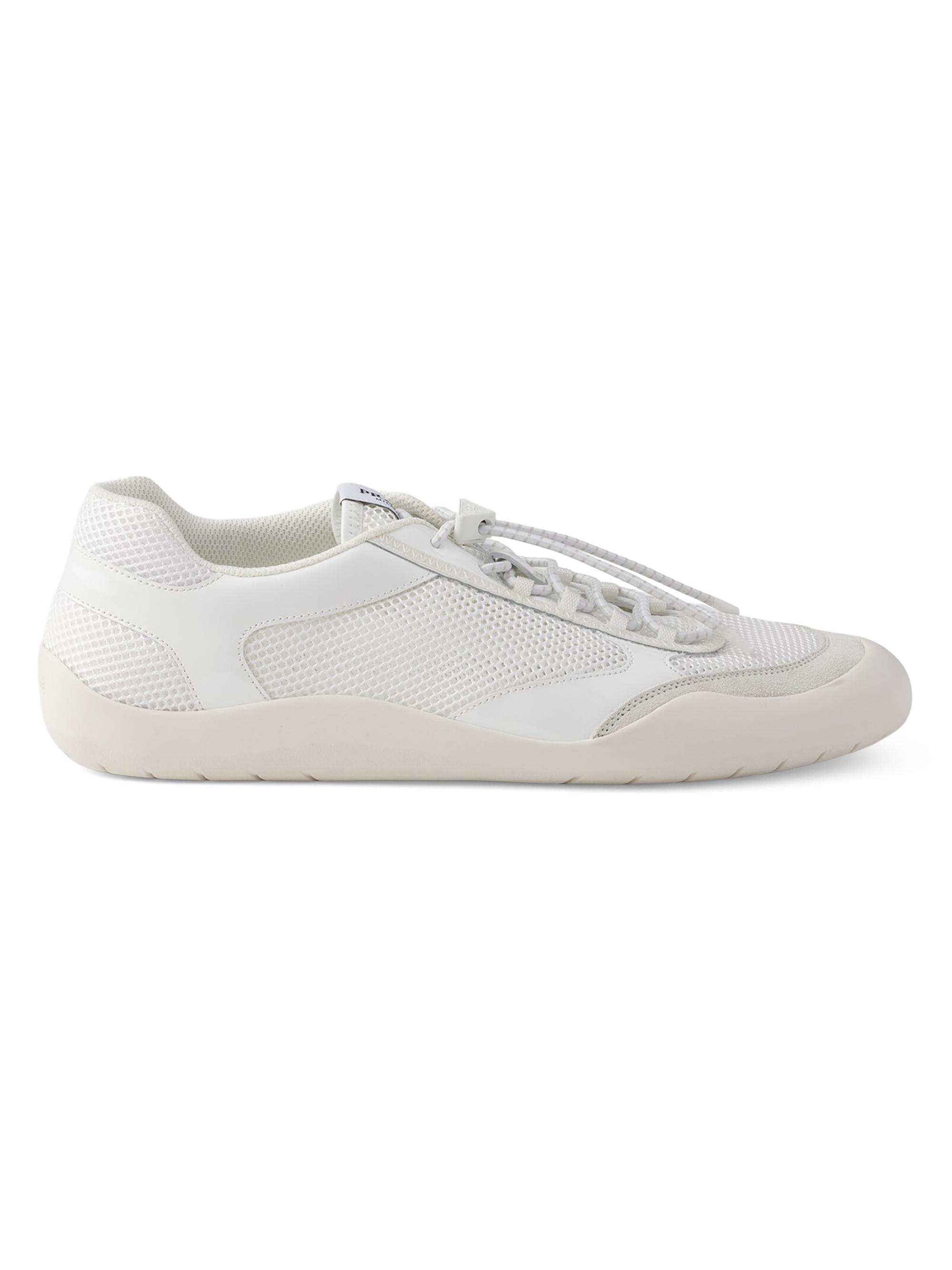 Prada Men's Speedrock Patent Leather and Mesh Fabric Sneakers - White