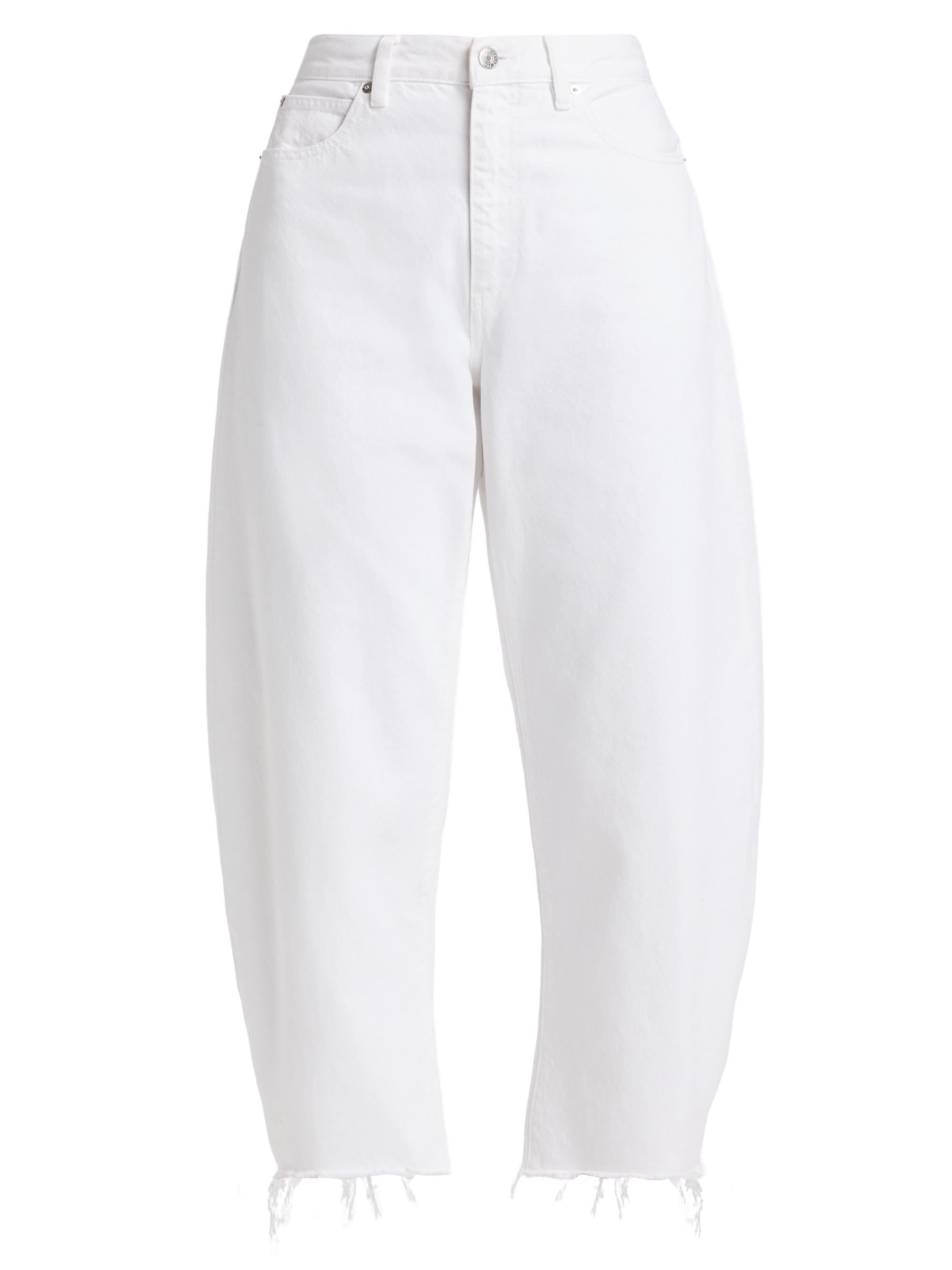 FRAME Women's The Bubble High-Rise Barrel Crop Jeans - White New Fray