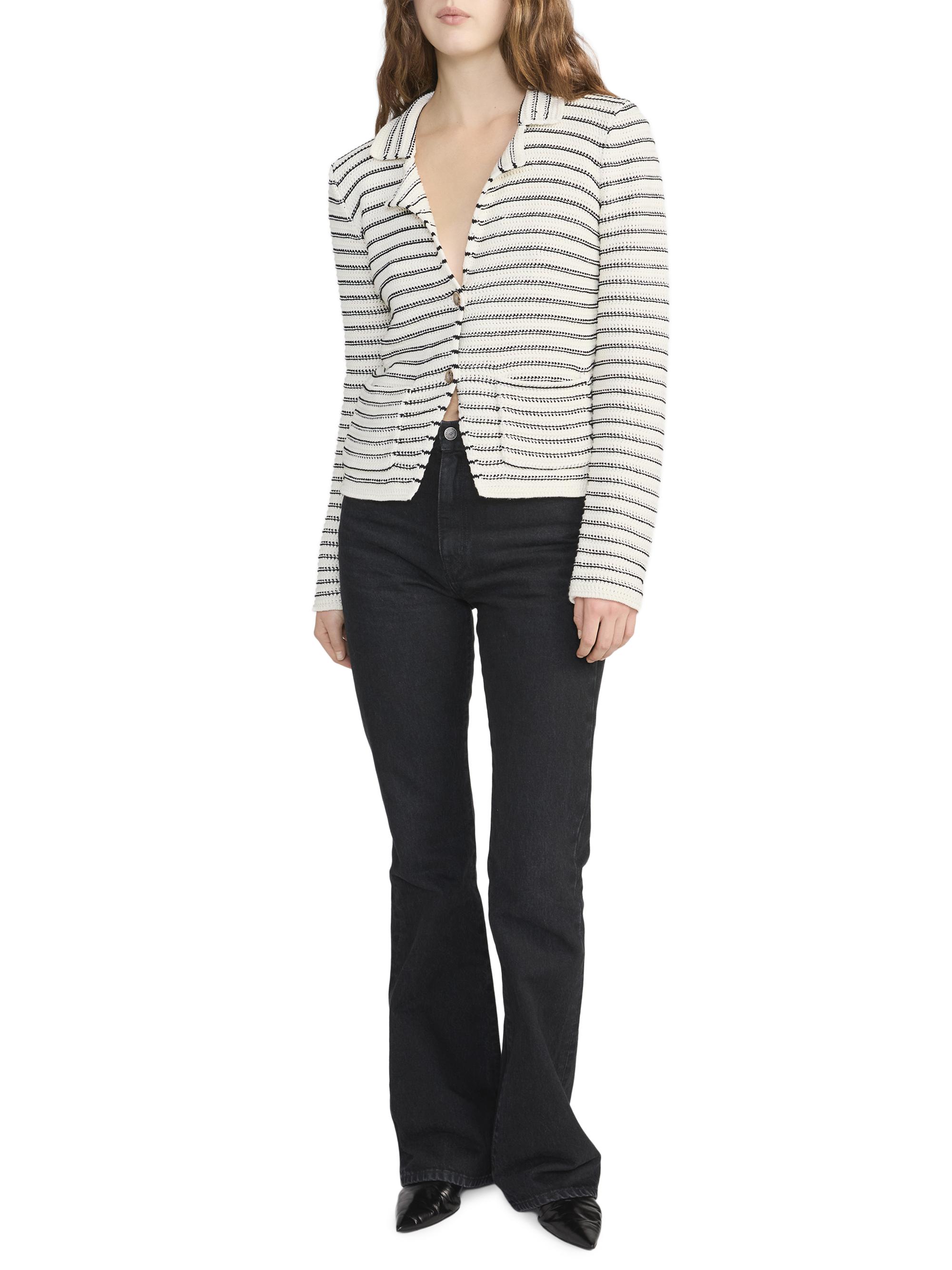 FRAME Women's The Crochet Striped Blazer - Cream Multi