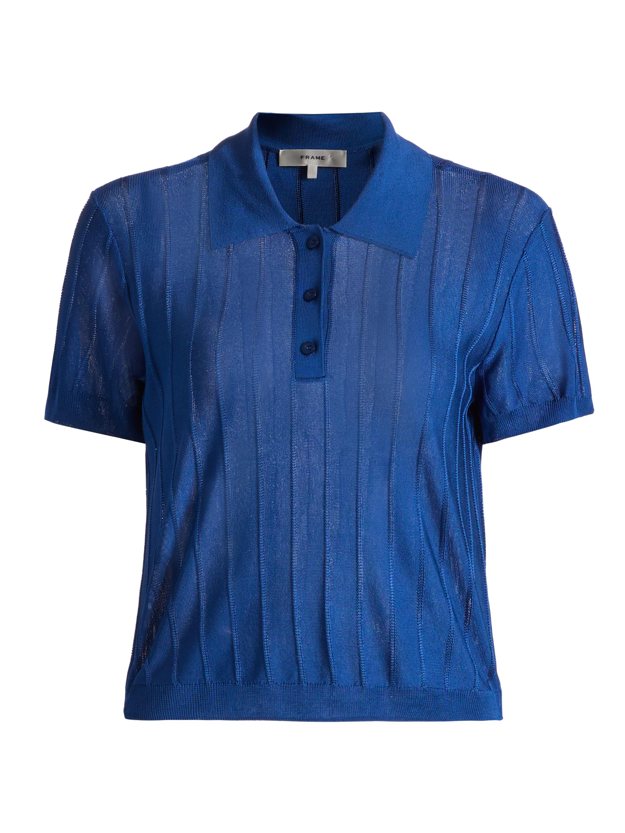FRAME Women's The Ribbed Polo Shirt - Royal Blue