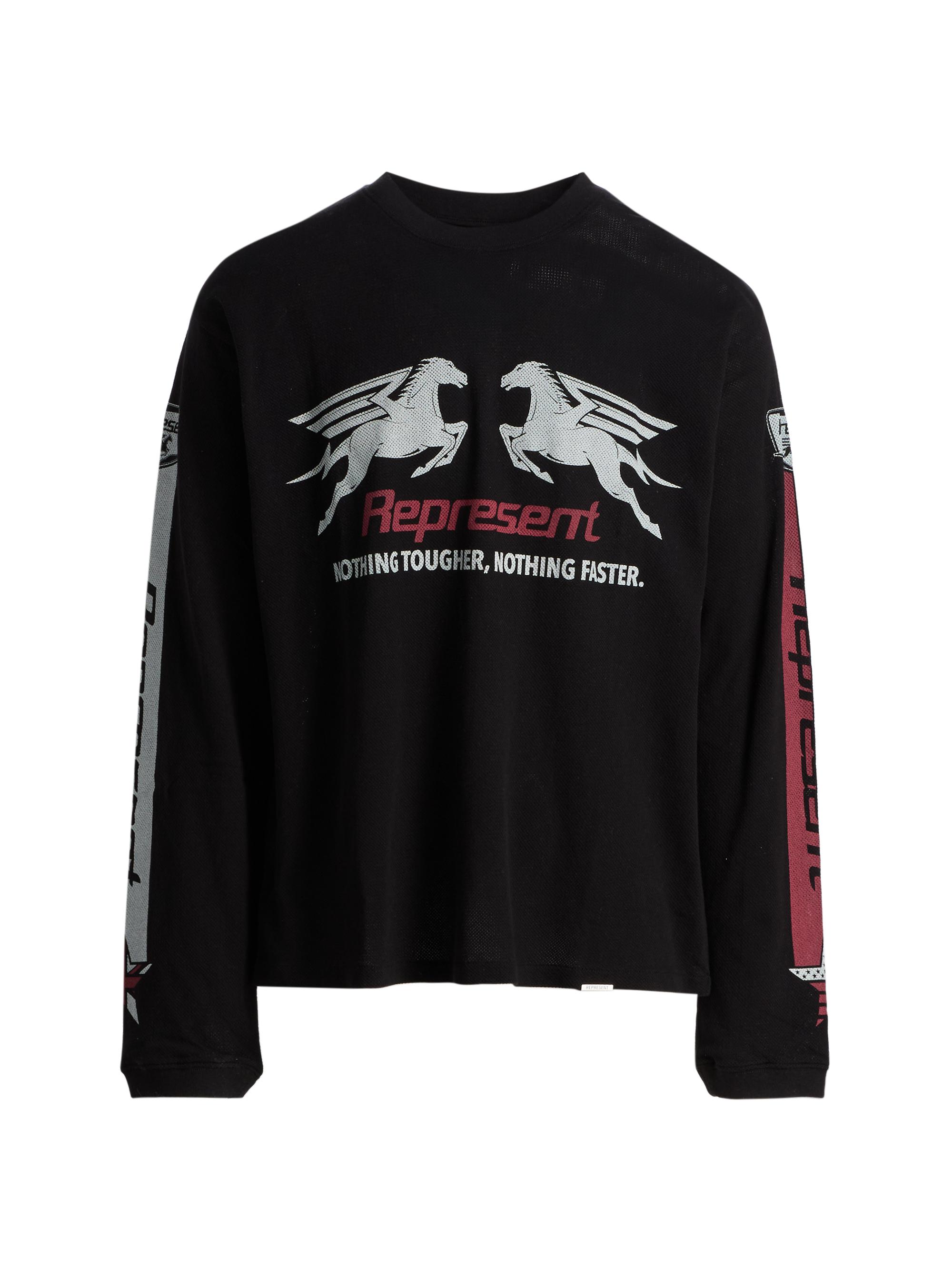 Represent Men's Mesh Pegasus Long-Sleeve T-Shirt - Jet Black