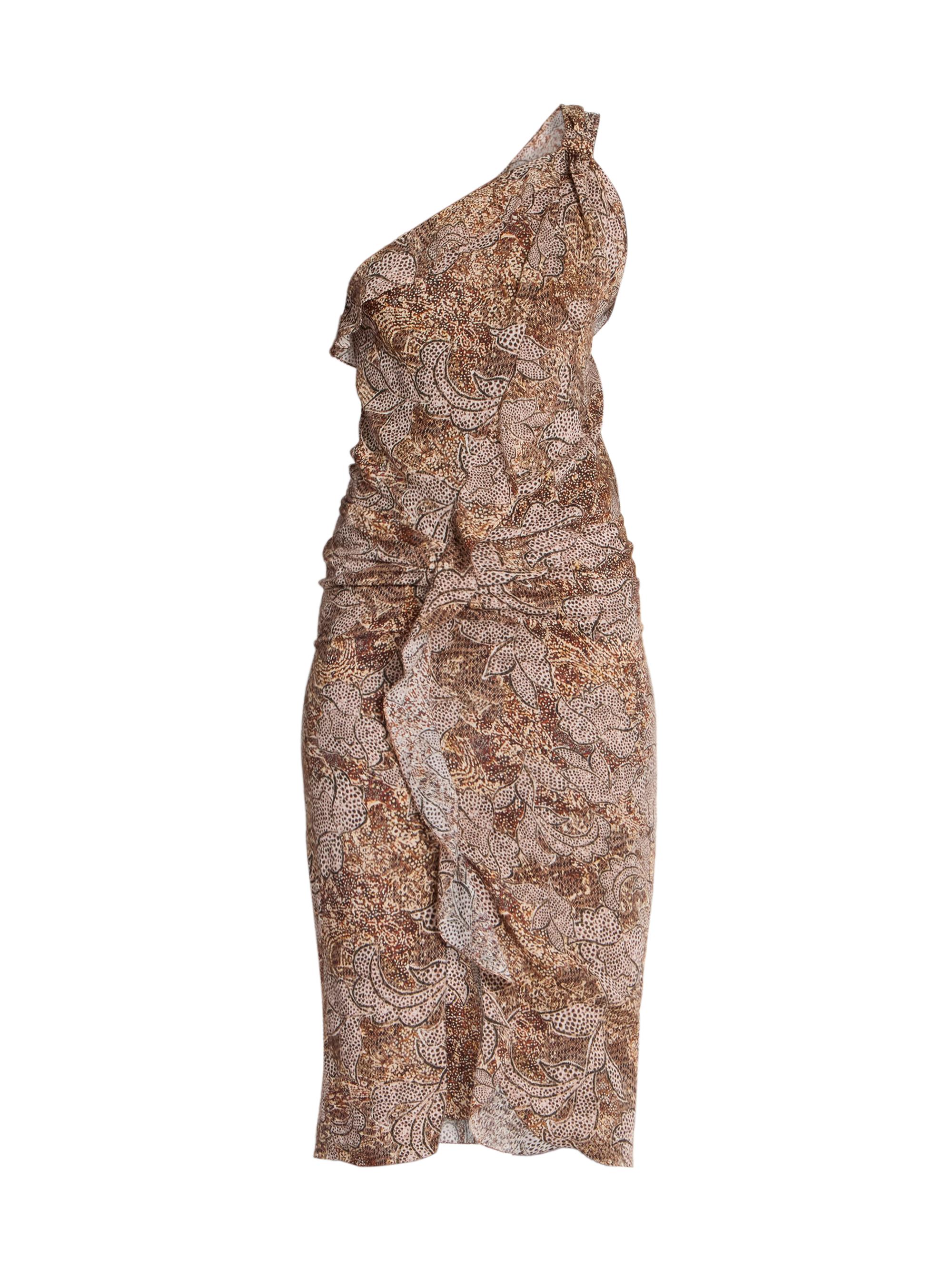 Isabel Marant Women's Charlota Floral One-Shoulder Knee-Length Dress - Ochre