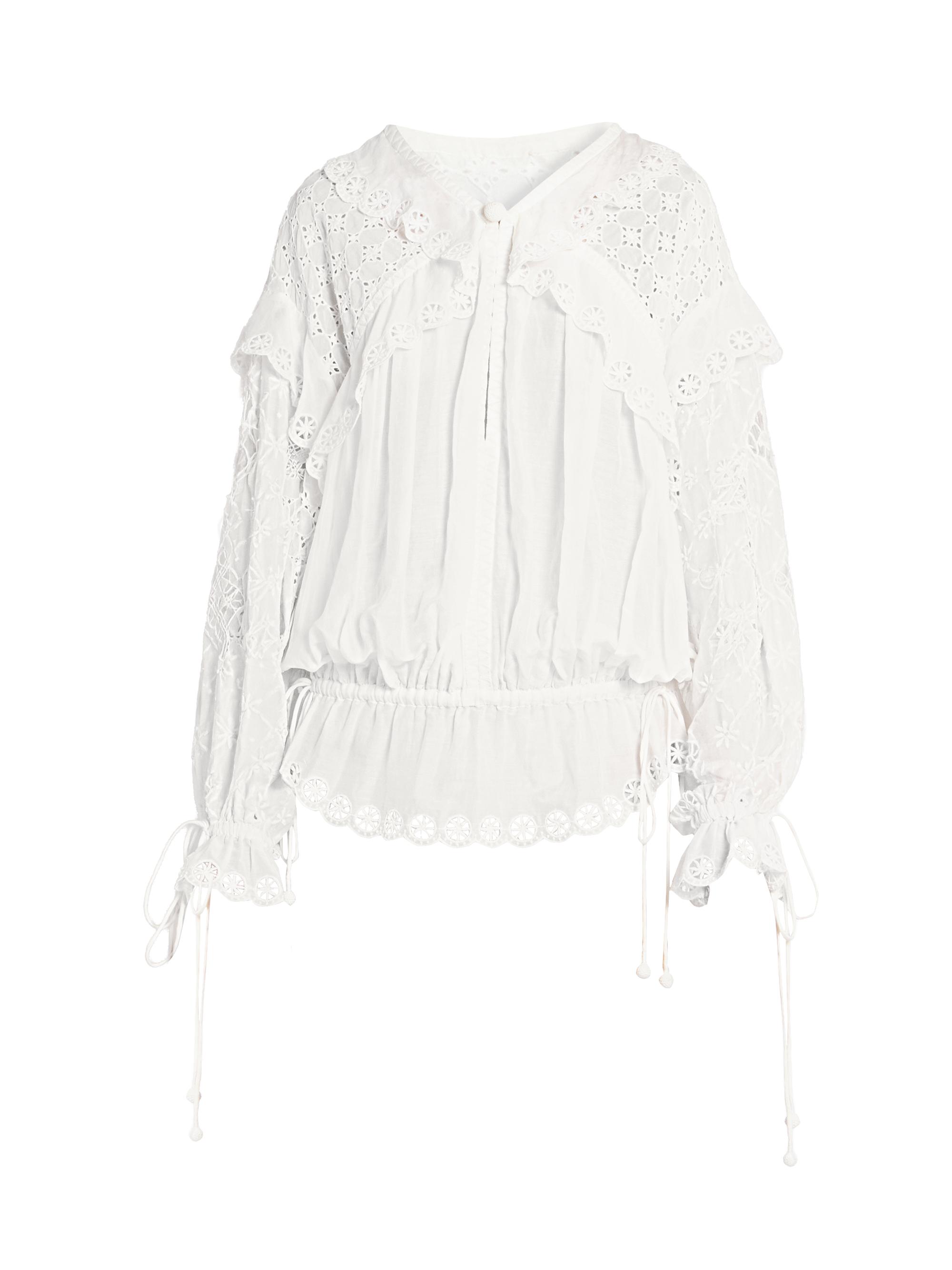 Isabel Marant Women's Nowana Eyelet Cotton-Silk Blouse - White