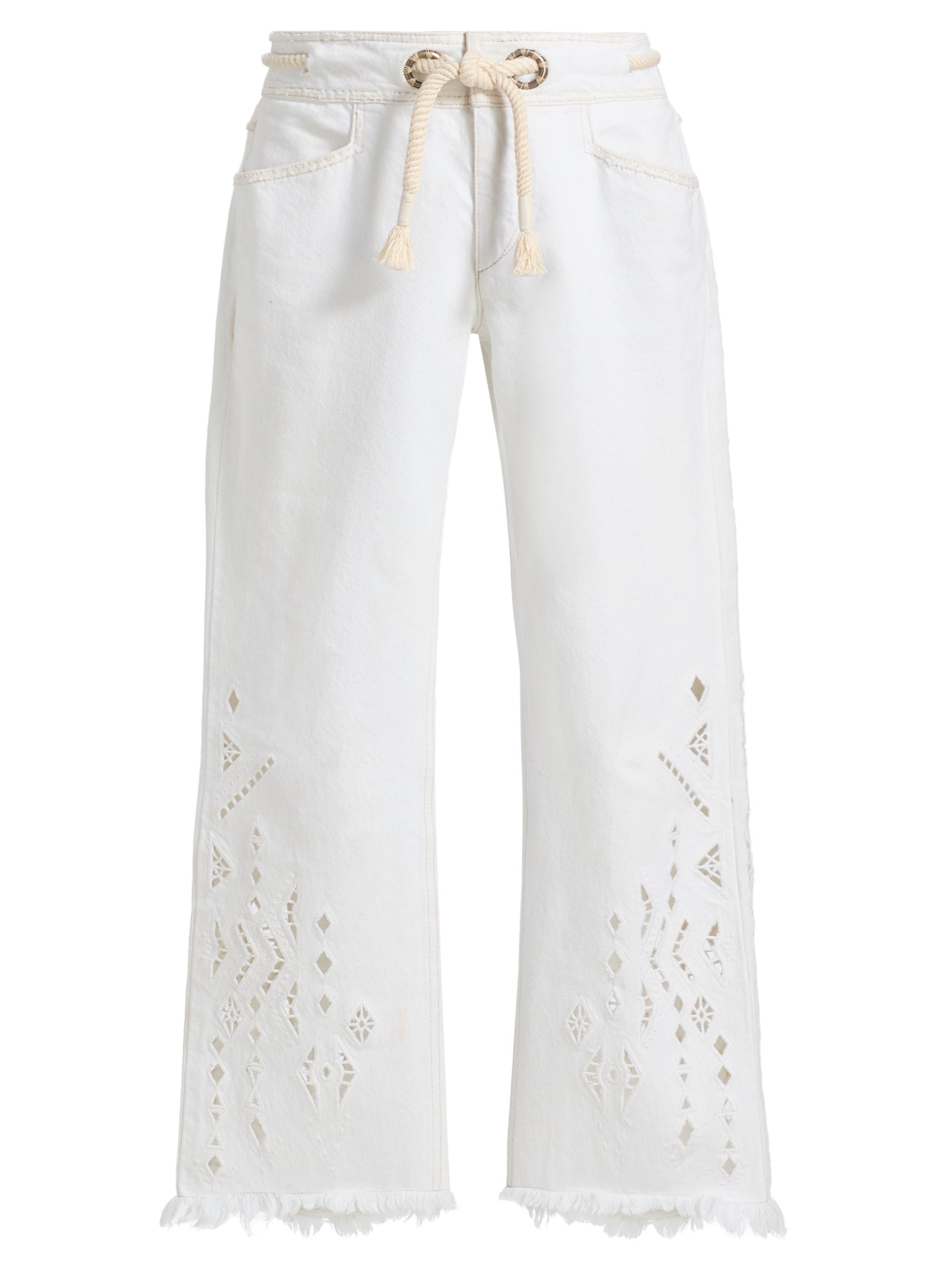 Isabel Marant Women's Alison Eyelet Tie-Waist Crop Jeans - White