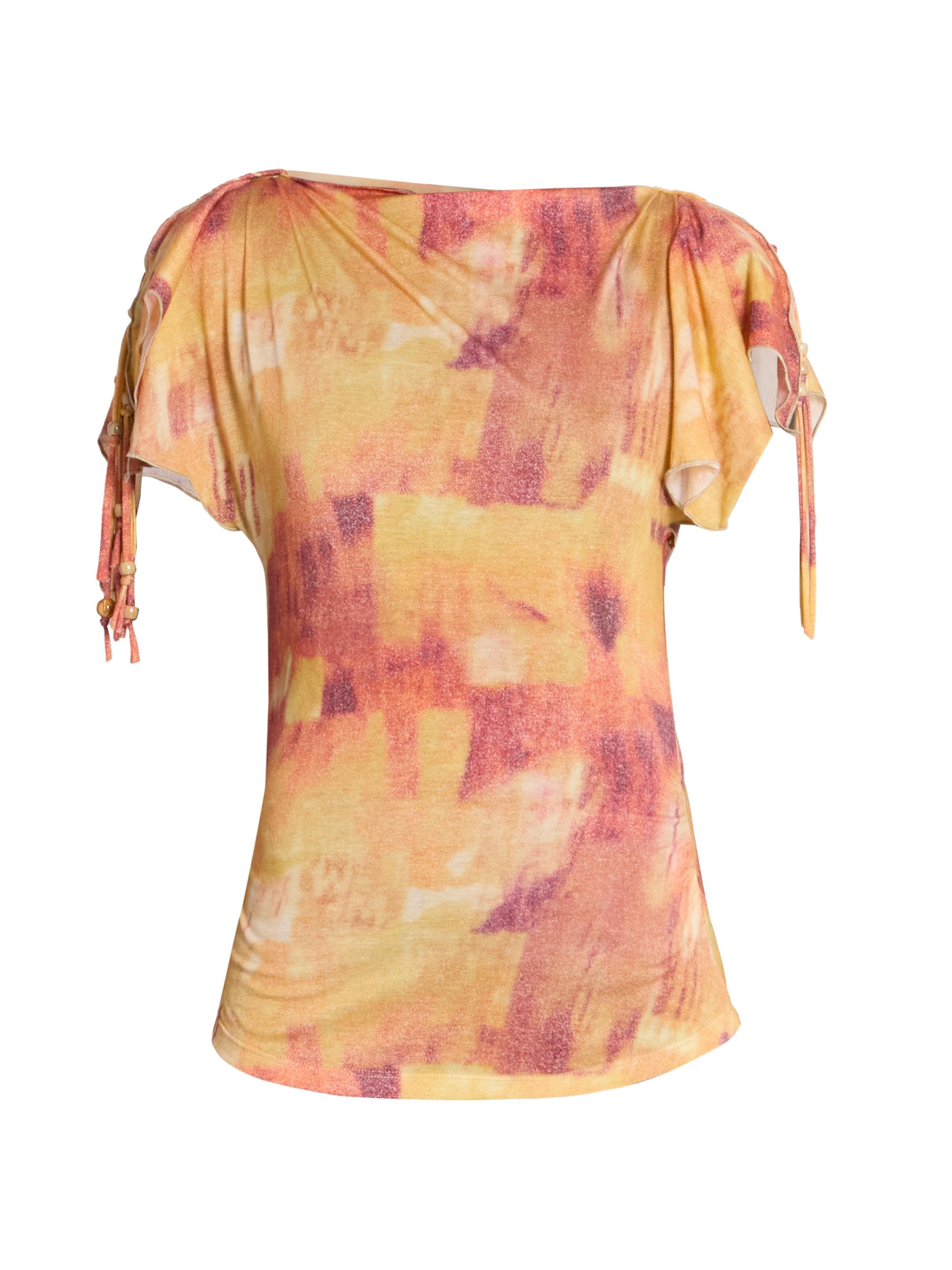 Isabel Marant Women's Jazia Dyed Print Tie-Sleeve Top - Orange