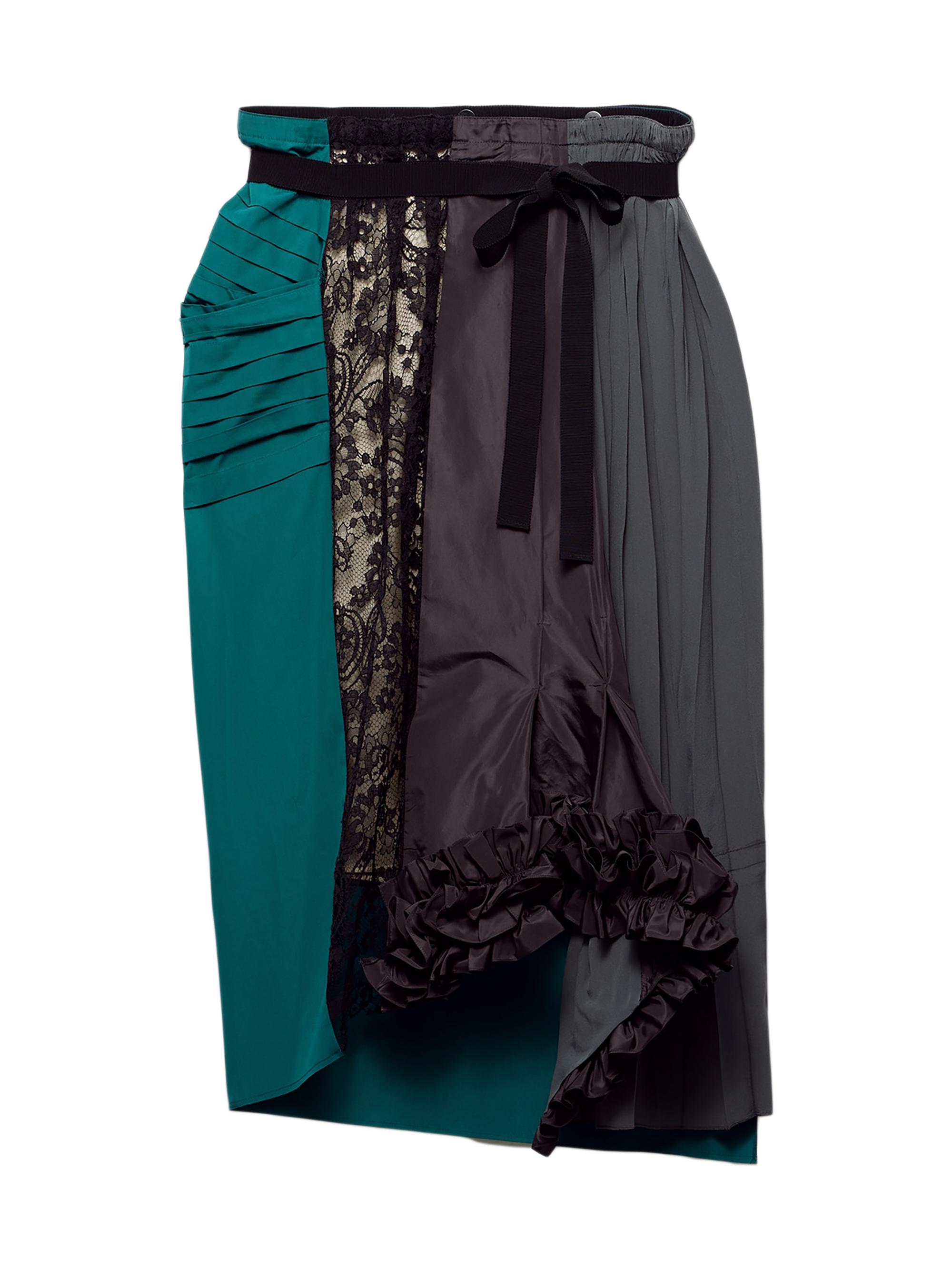 Prada Women's Technical Taffeta Patchwork Skirt - Grey
