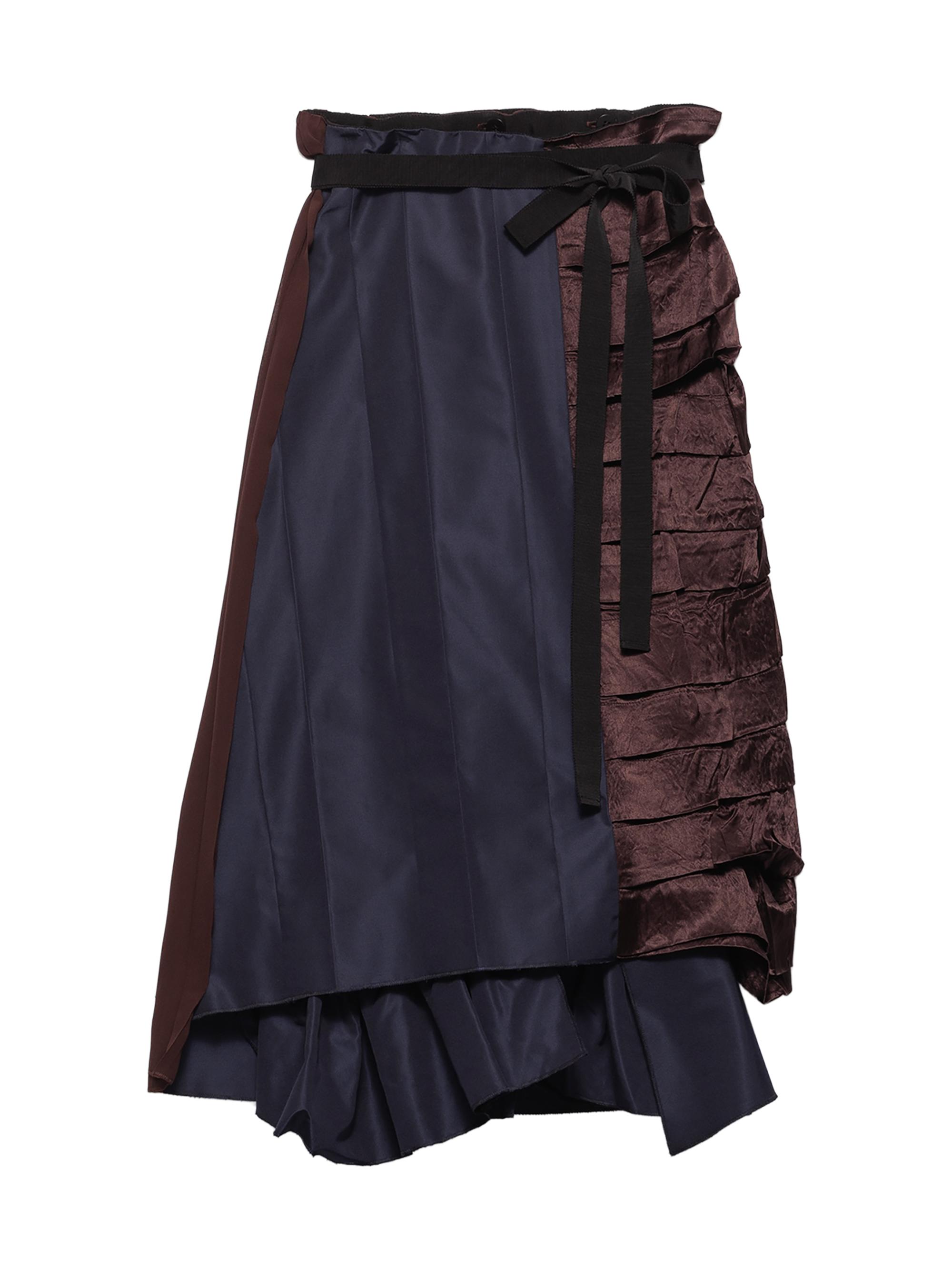 Prada Women's Faille Patchwork Skirt - Blue