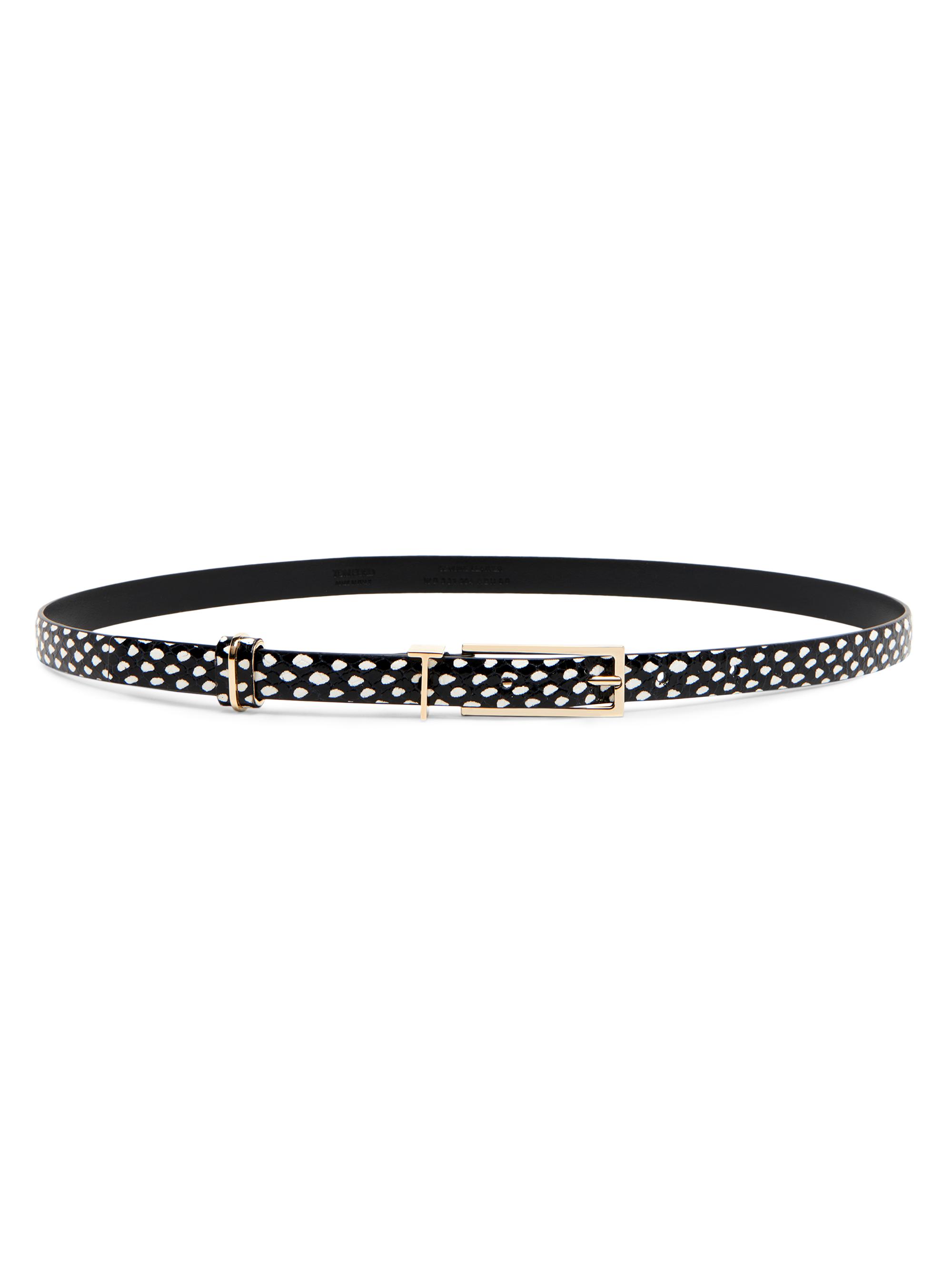 TOM FORD Women's Snakeskin-Effect Printed Leather Belt - Black White