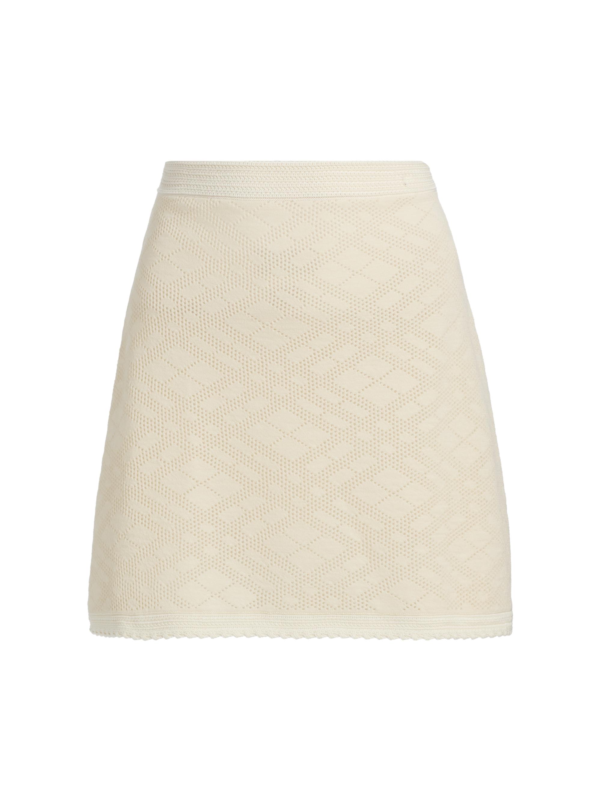 Burberry Women's Prue Check Wool Knit Skirt - Ceramic White