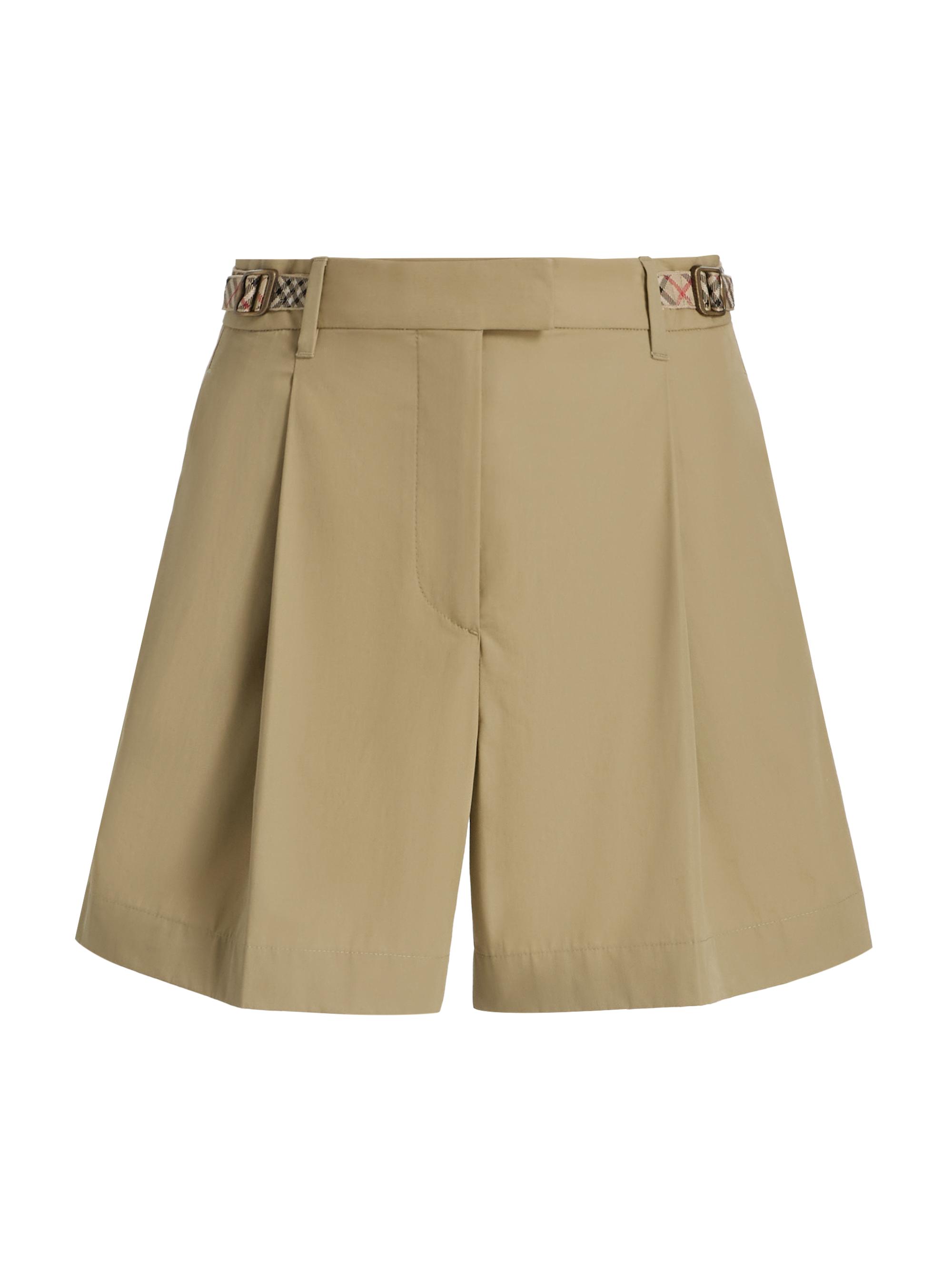 Burberry Women's Raina Check-Trim Cotton Poplin Shorts - Sparrow Beige