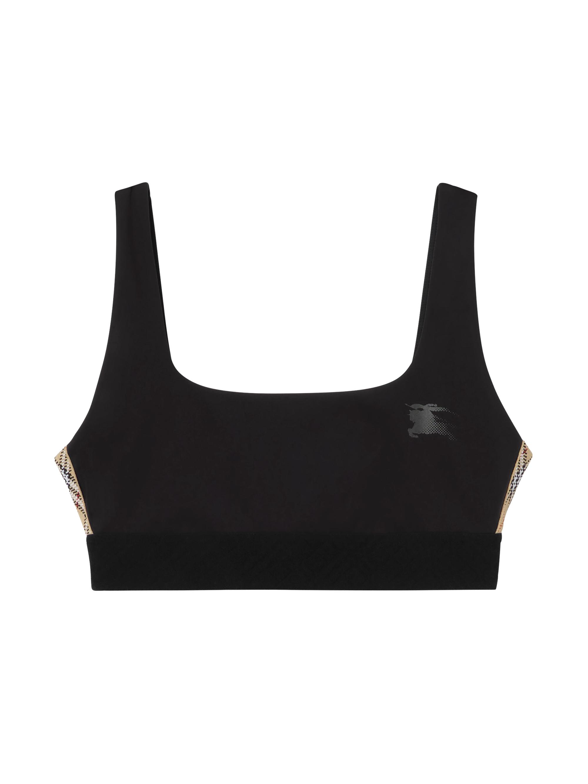 Burberry Women's Alana Stretch Nylon Check Trim Bra Top - Black