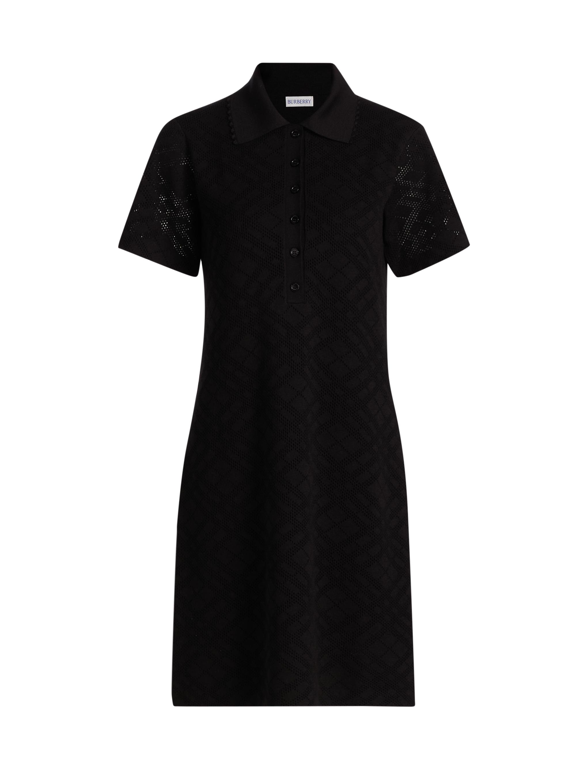 Burberry Women's Dina Check-Knit Wool-Silk Polo Shirtdress - Black