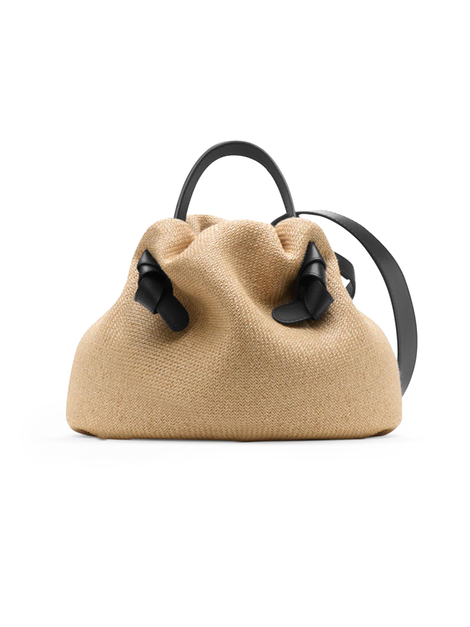 Neous Women's Taurus 2.0 Raffia-Leather Top Handle Bag - Natural Dark Chocolate