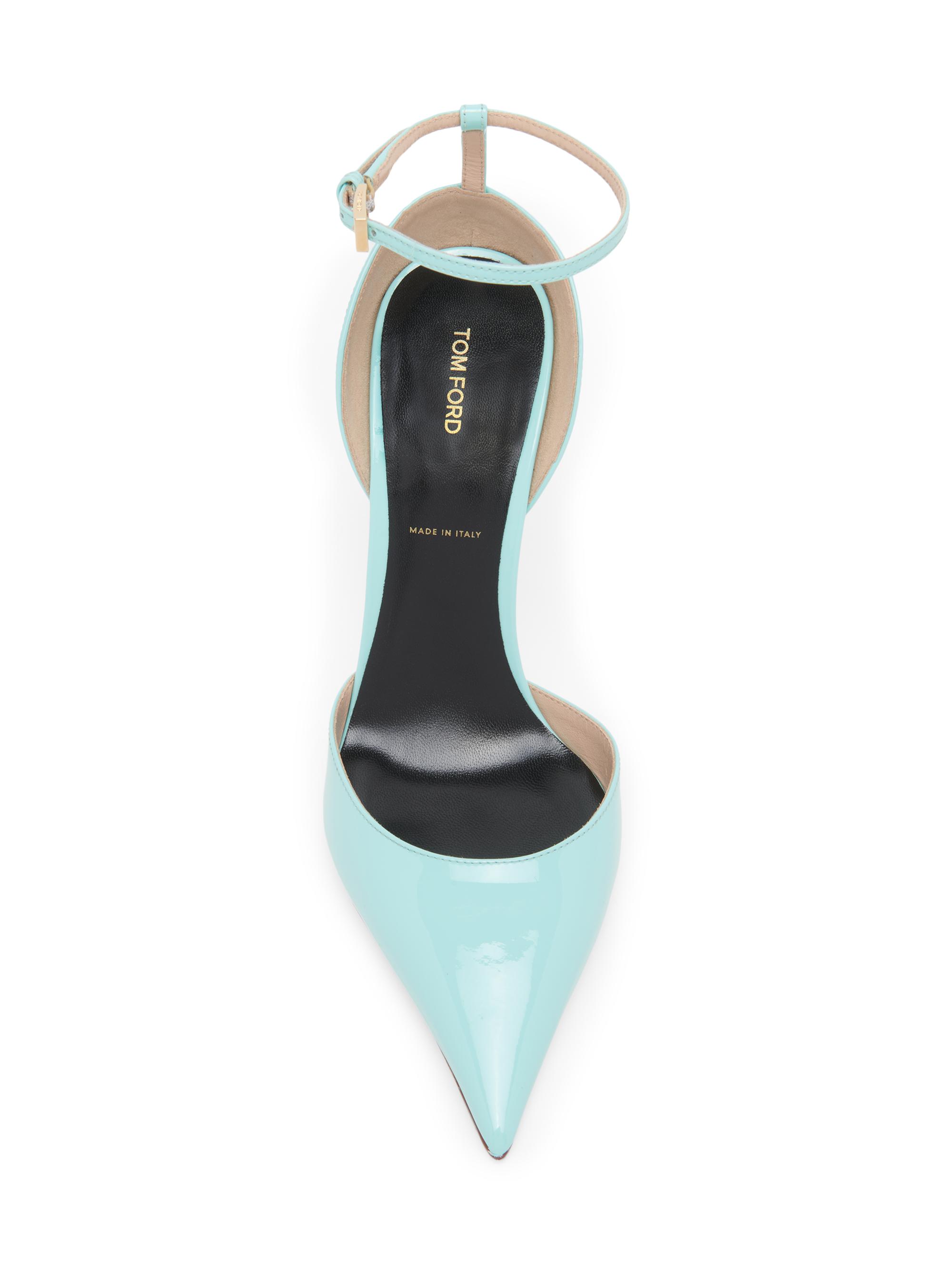 TOM FORD Women's 105MM Patent Leather Pumps - Aqua - detail view in Aqua