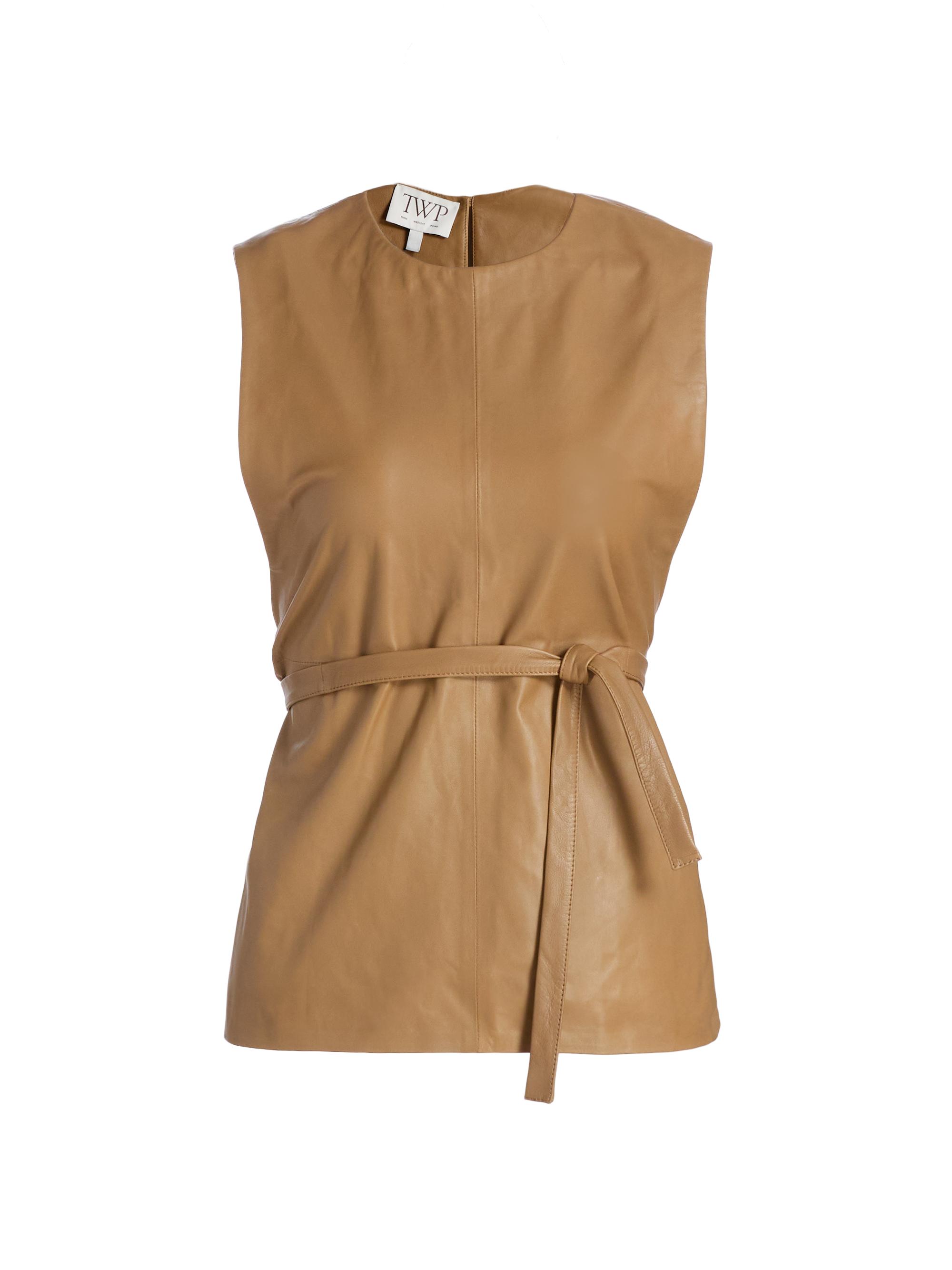 TWP Women's Apron Leather Tunic Top - Ermine