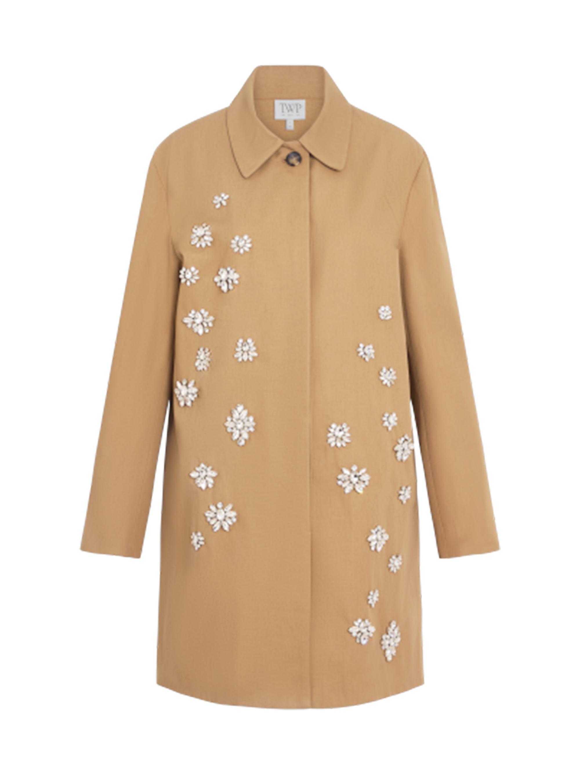 TWP Women's Edinburgh Crystal-Embellished Car Coat - British Khaki