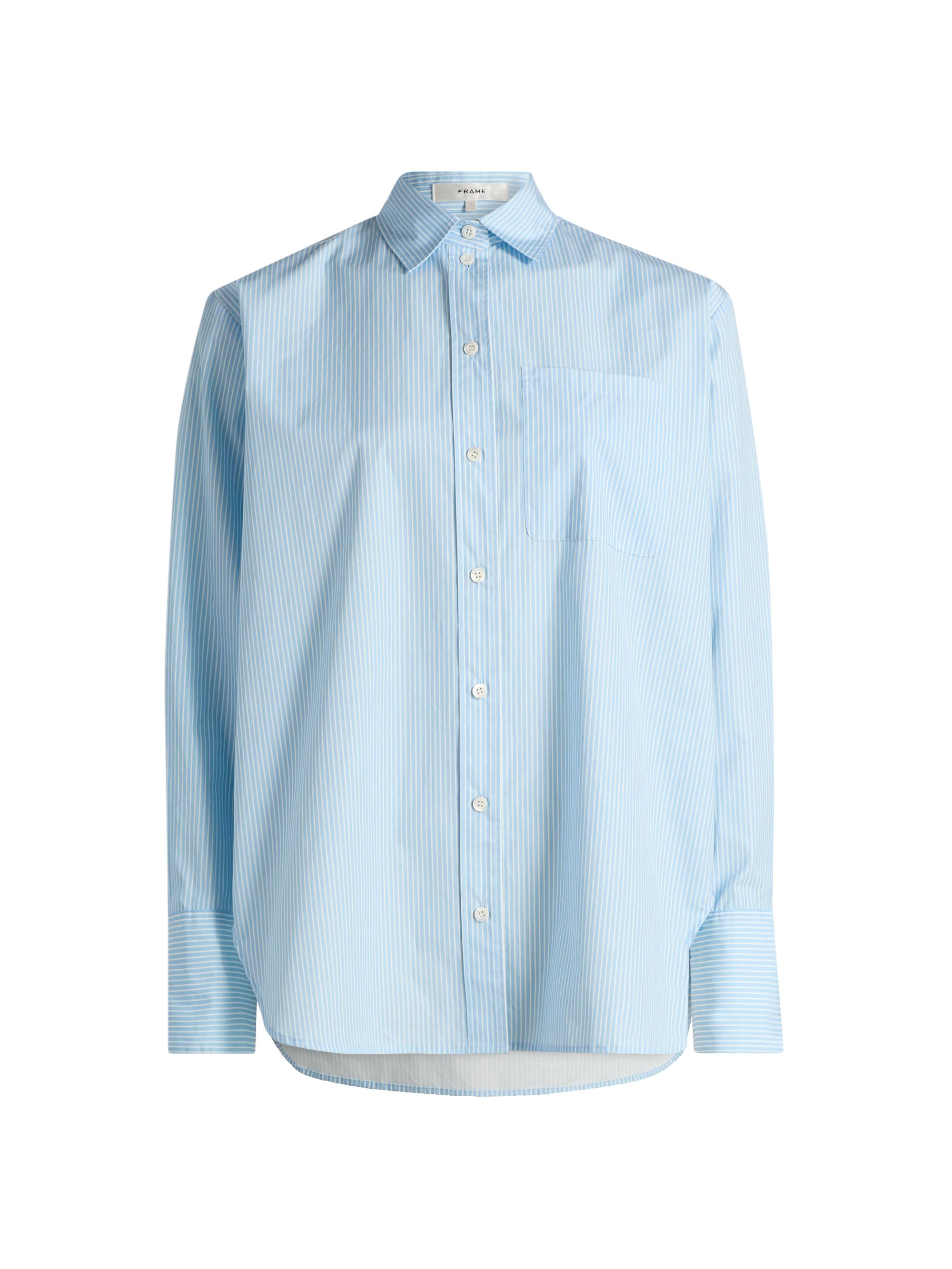 FRAME Women's The Striped Boy Shirt - Powder Blue Multi