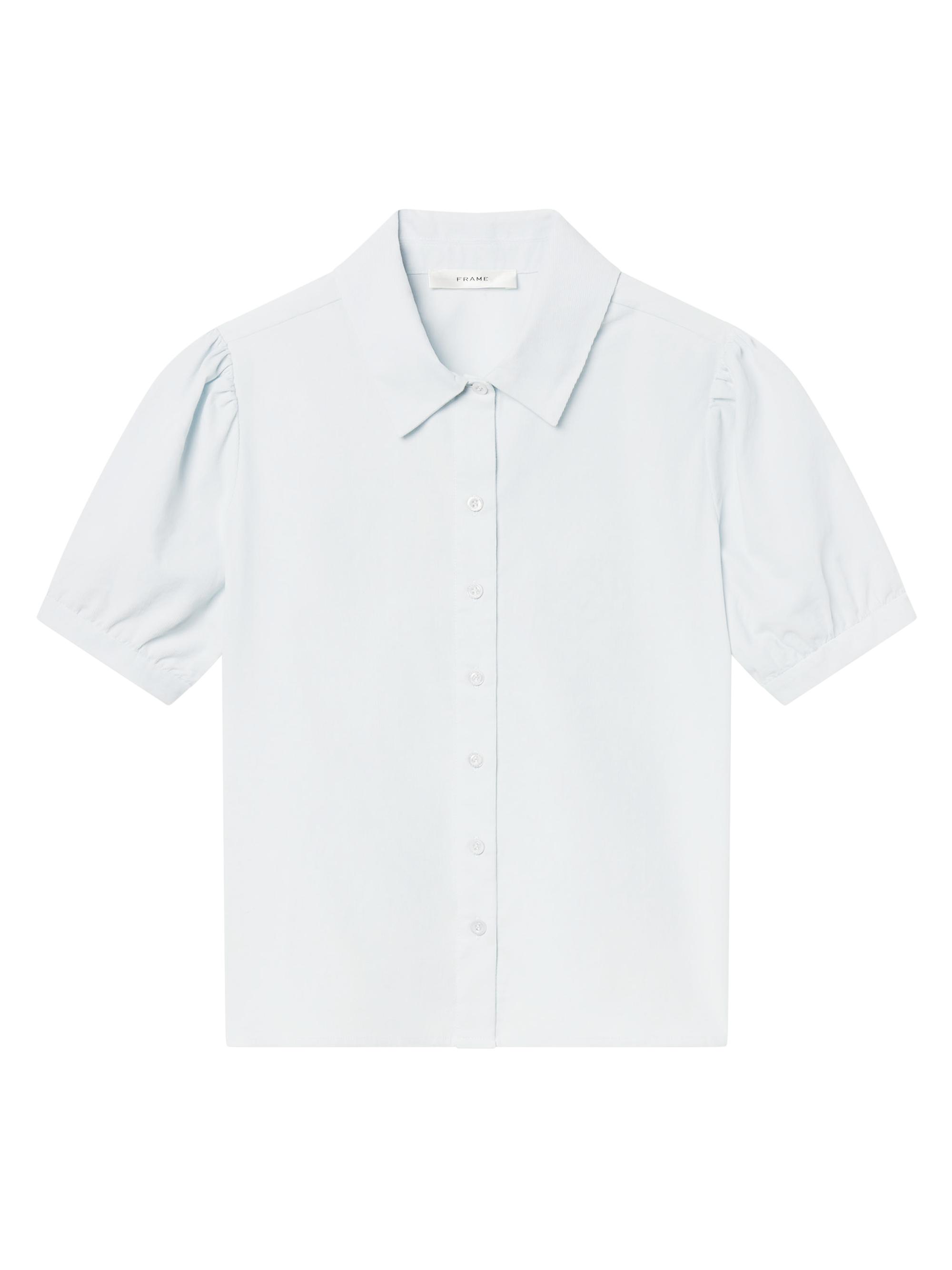 FRAME Women's The Cord Staple Puff-Sleeve Blouse - Ice Blue